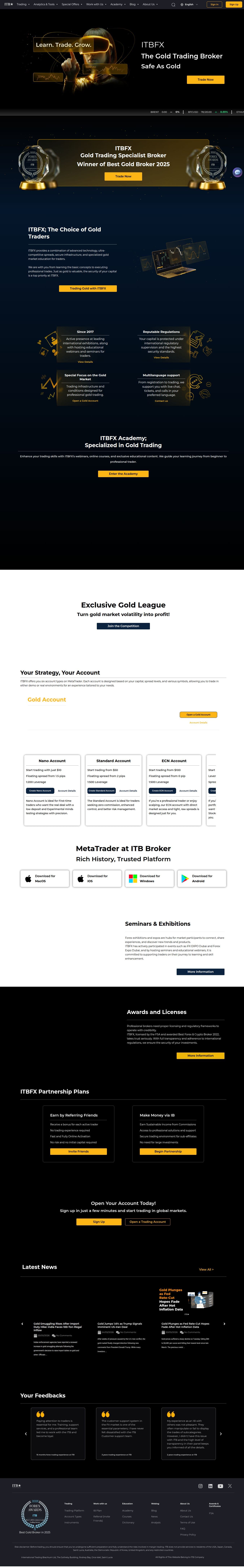 Homepage of itbfx.com as we captured it