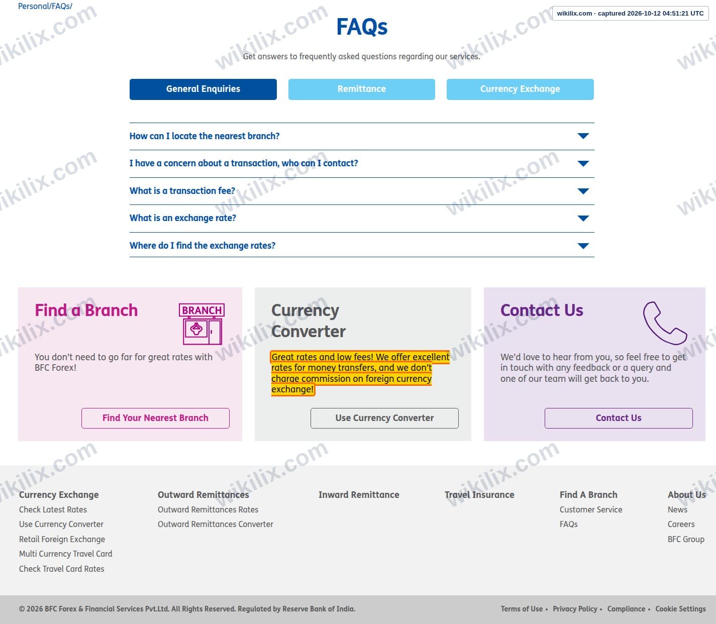 Our full page screenshot of the page that makes this promise, on BFC Forex's site bfcforex.com, taken on Oct 12, 2026. The quoted words are marked in the image.