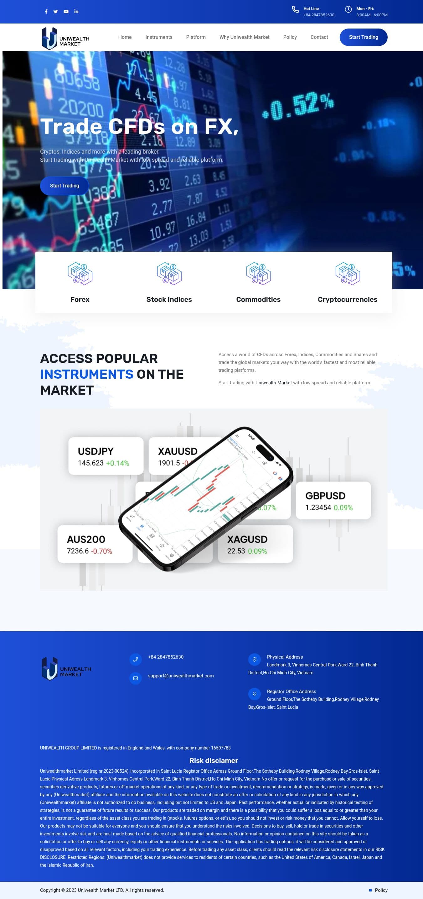 Homepage of uniwealthmarket.com as we captured it