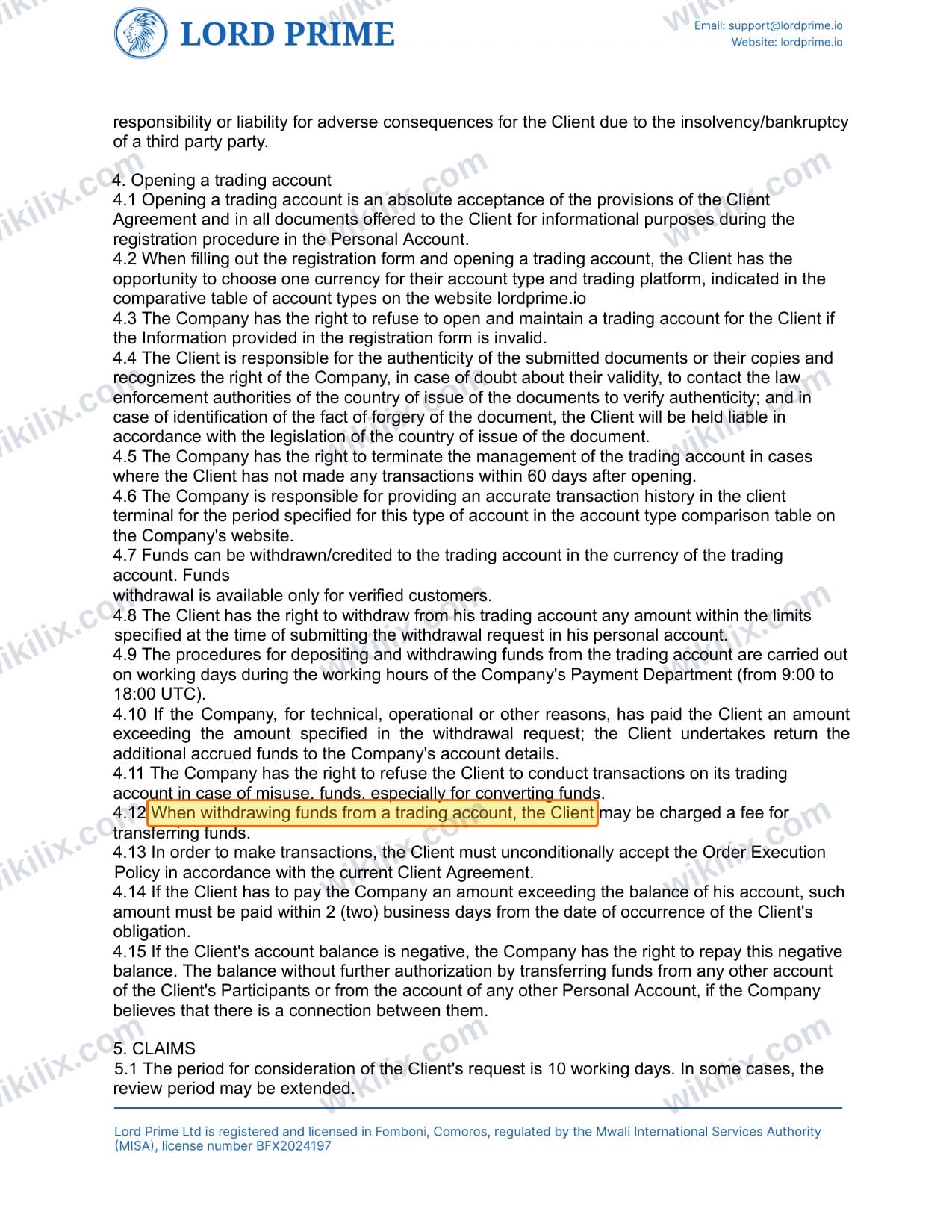 Our full page screenshot of the page this clause sits on, on LORD PRIME's site lordprime.net, taken on Aug 23, 2026. The quoted words are marked in the image.