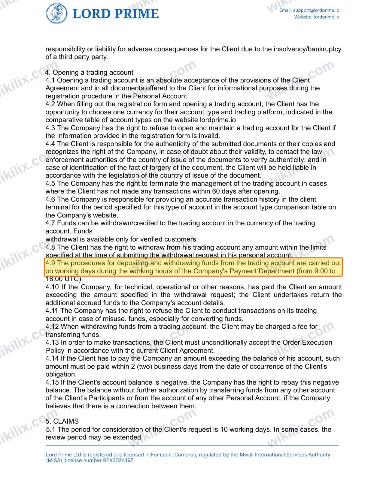 Our full page screenshot of the page this clause sits on, on LORD PRIME's site lordprime.net, taken on Aug 23, 2026. The quoted words are marked in the image.