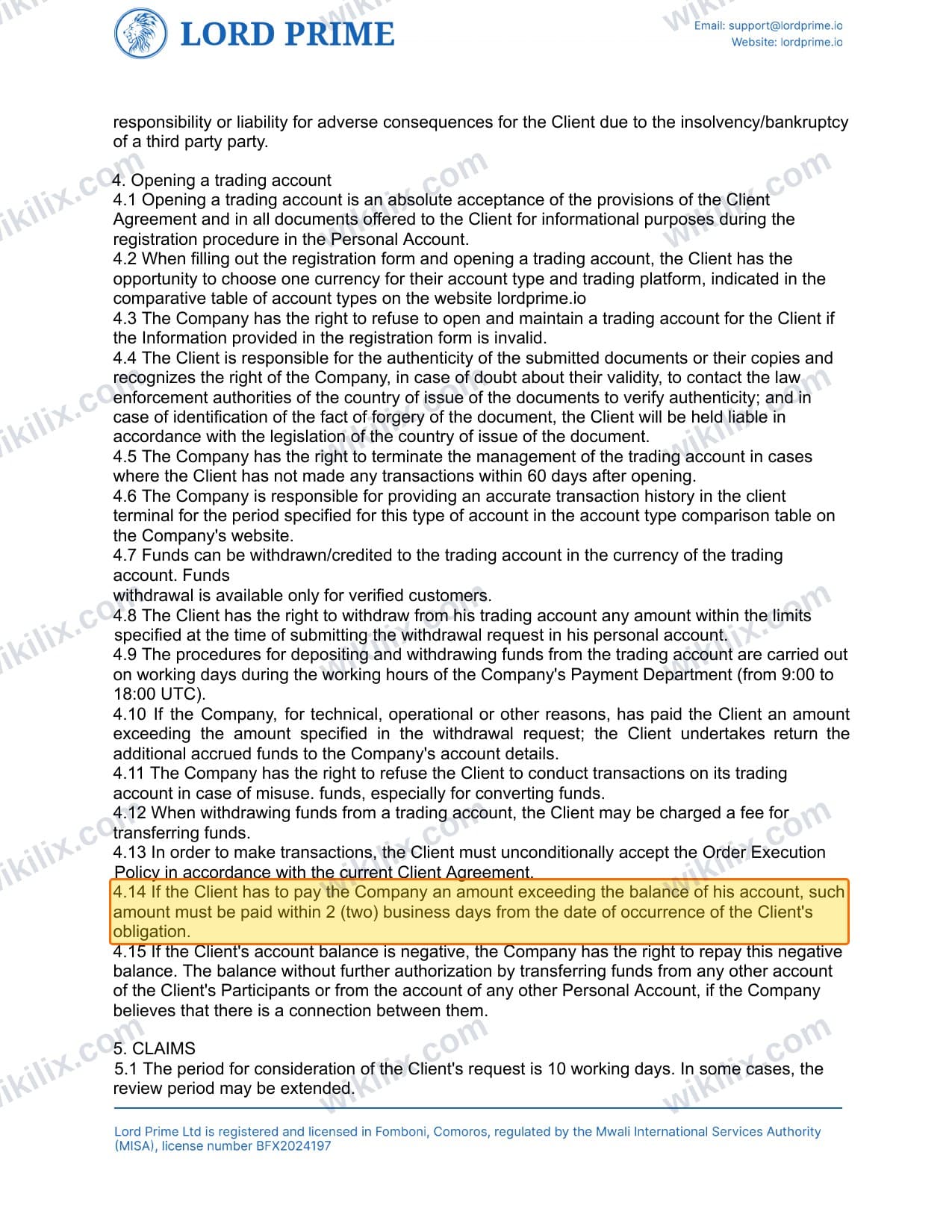 Our full page screenshot of the page this clause sits on, on LORD PRIME's site lordprime.net, taken on Aug 23, 2026. The quoted words are marked in the image.