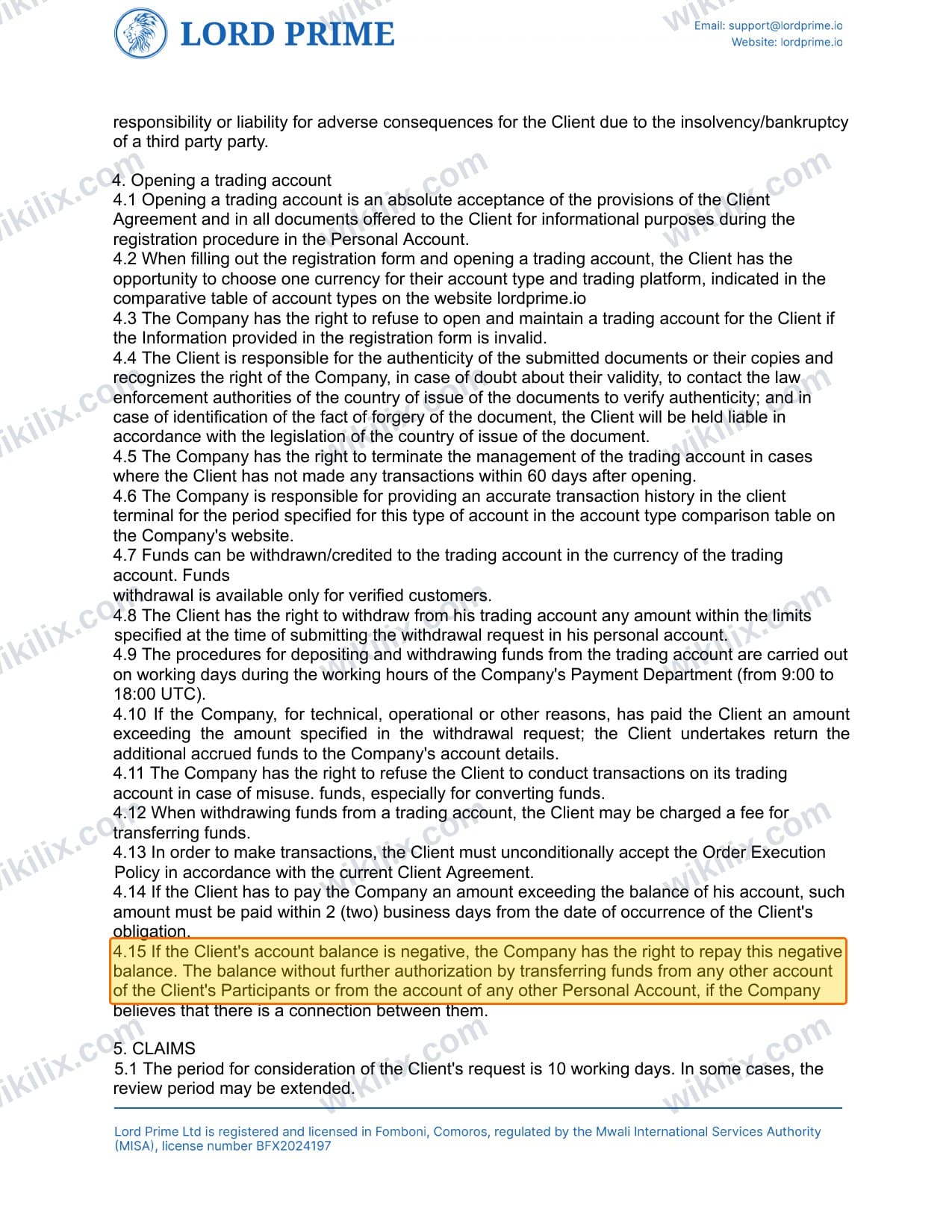 Our full page screenshot of the page this clause sits on, on LORD PRIME's site lordprime.net, taken on Aug 23, 2026. The quoted words are marked in the image.