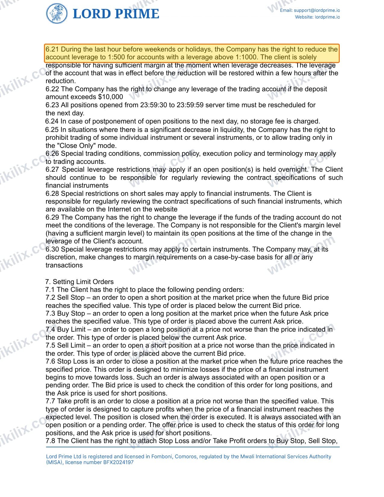 Our full page screenshot of the page this clause sits on, on LORD PRIME's site lordprime.net, taken on Aug 23, 2026. The quoted words are marked in the image.