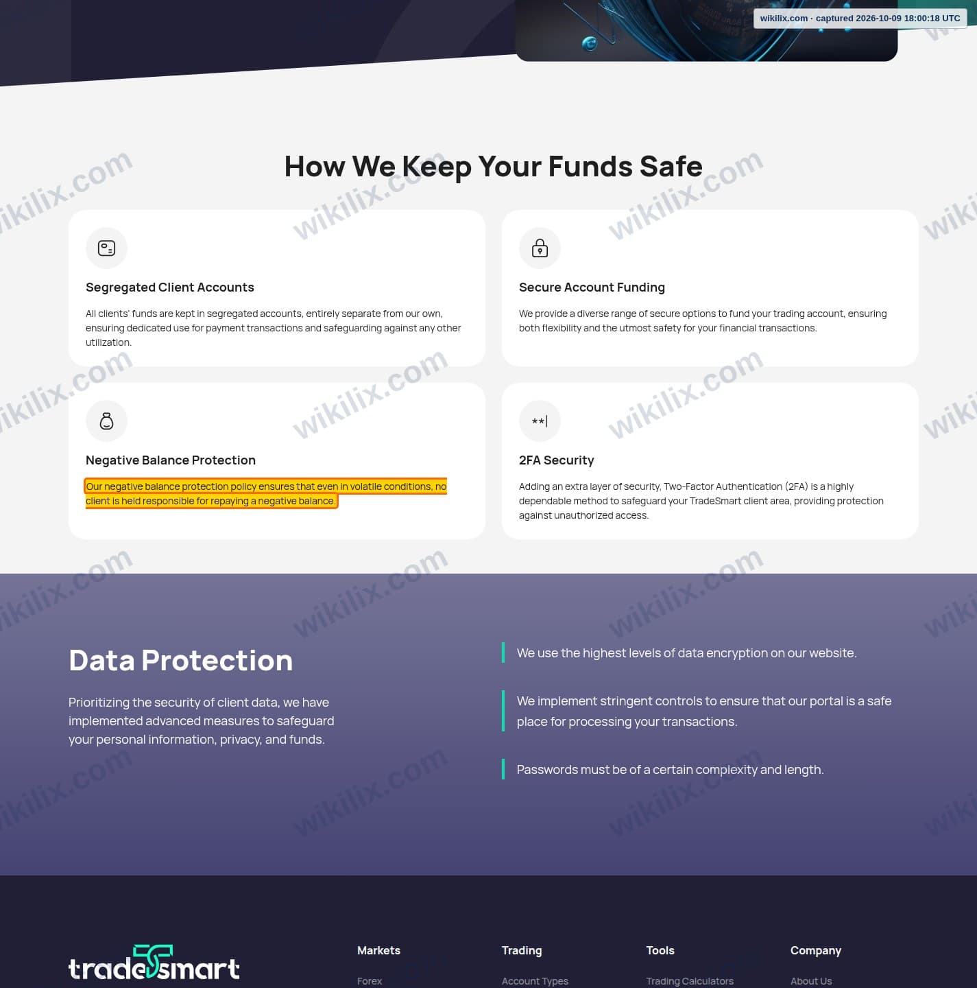 Our full page screenshot of the page that makes this promise, on Tradesmart's site tradesmart.com, taken on Oct 9, 2026. The quoted words are marked in the image.