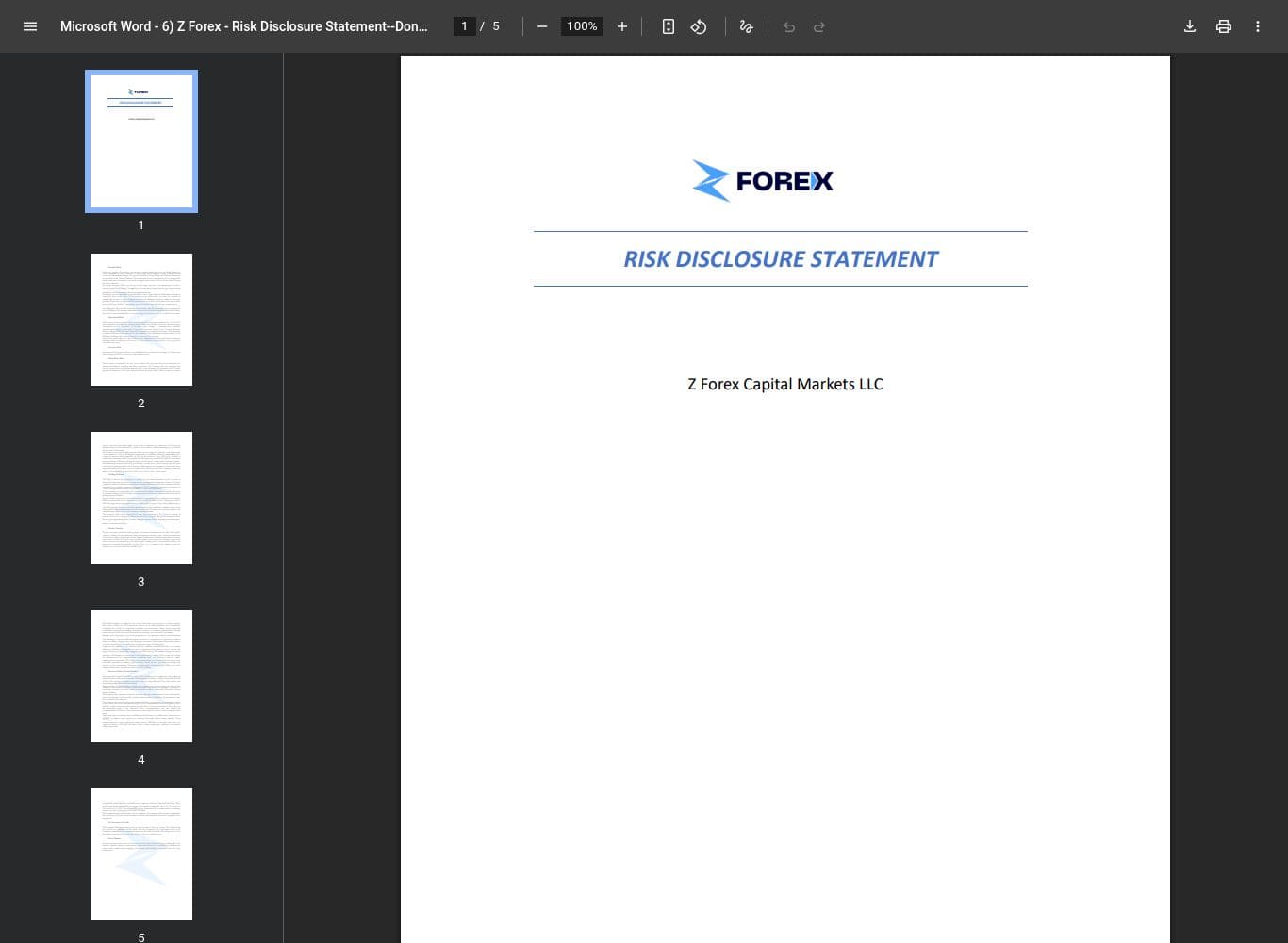Homepage of zforex.com as we captured it