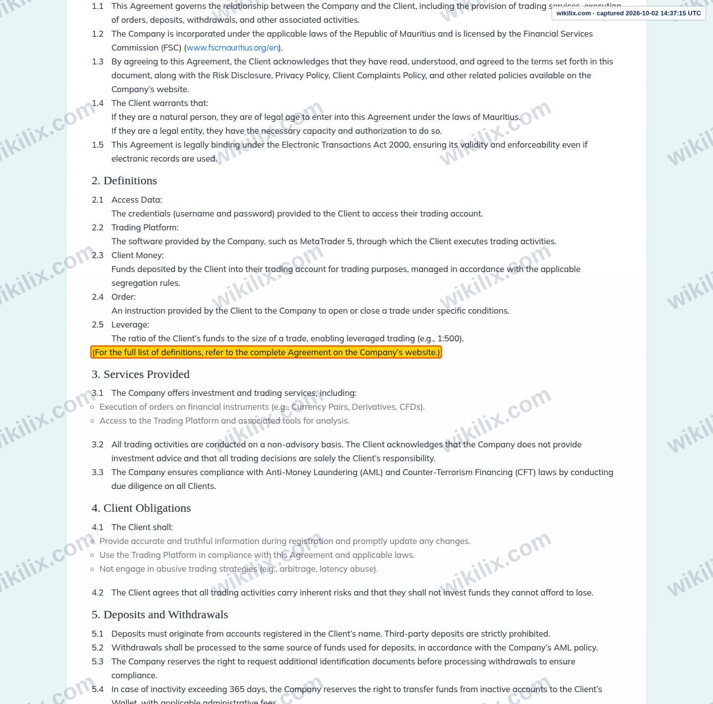 Our full page screenshot of the page this clause sits on, on Prime OTP's site primeotp.com, taken on Oct 2, 2026. The quoted words are marked in the image.