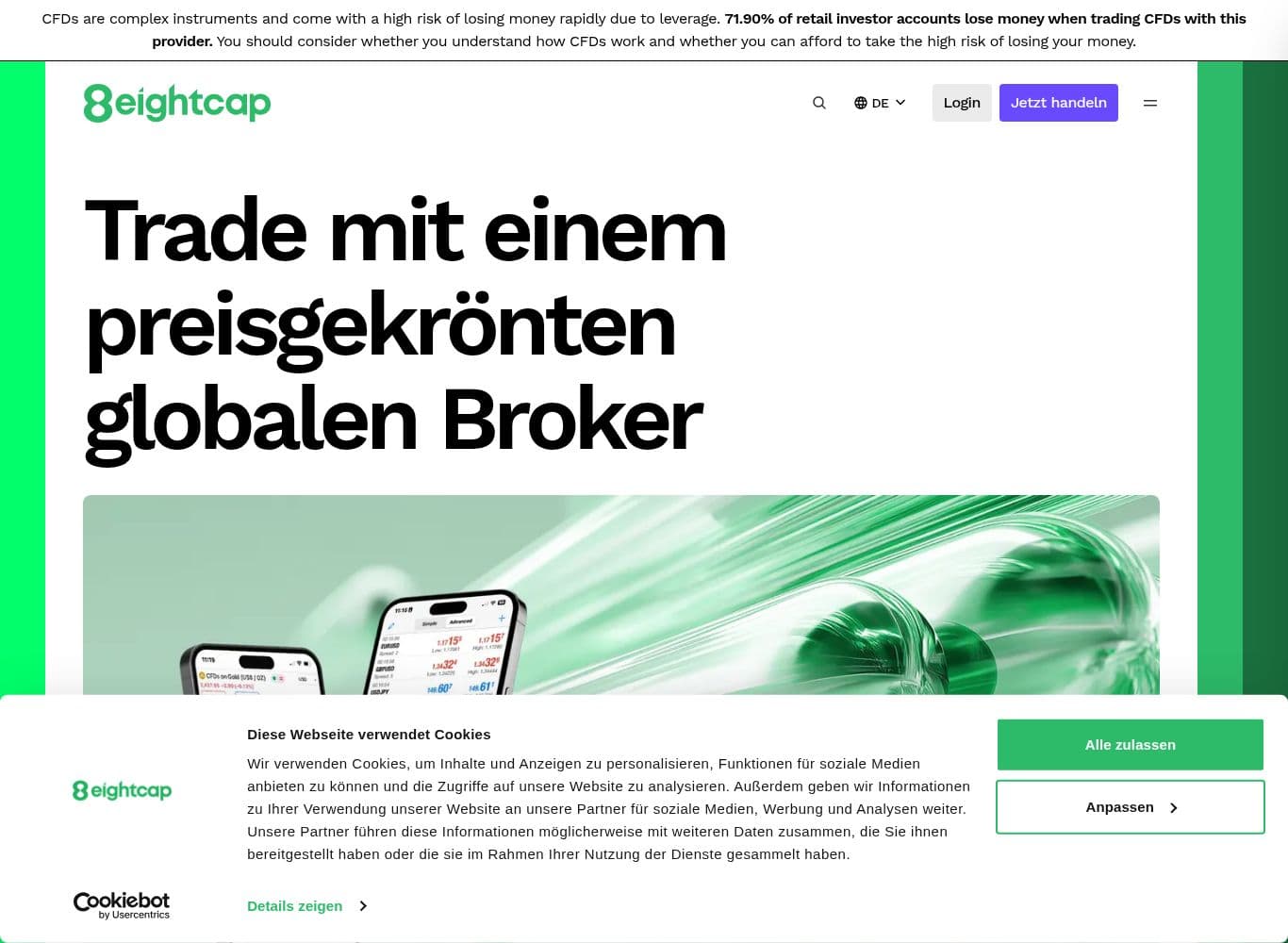 Homepage of eightcap.com as we captured it