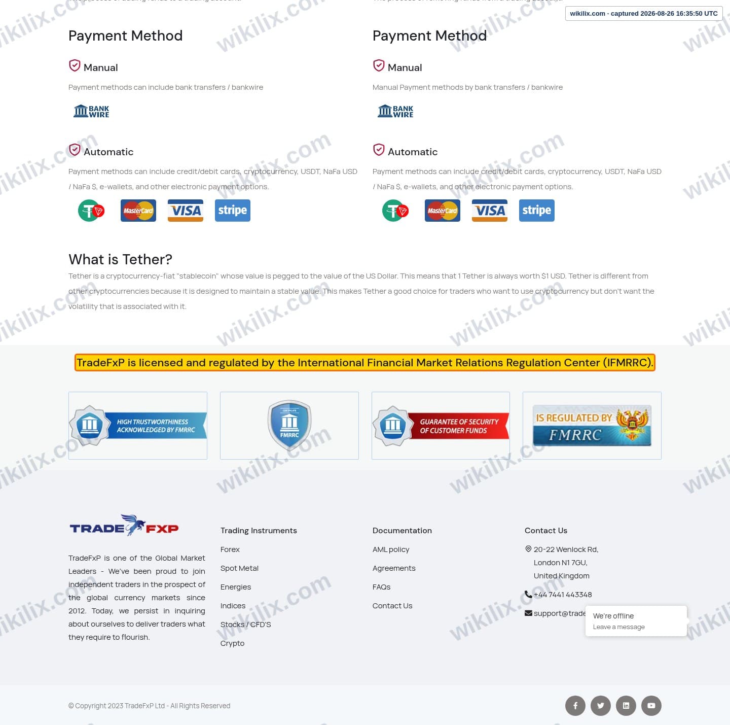 Our full page screenshot of the page that makes this promise, on TradeFxP's site tradefxp.com, taken on Aug 26, 2026. The quoted words are marked in the image.