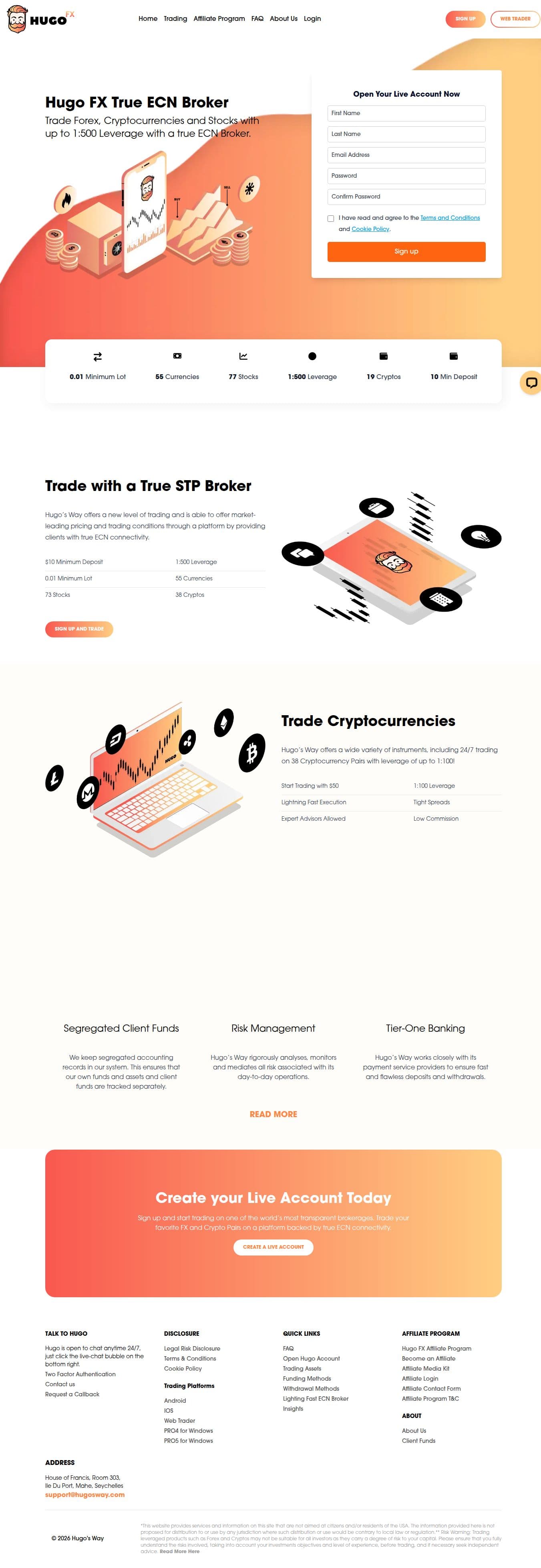 Homepage of hugosway.com as we captured it