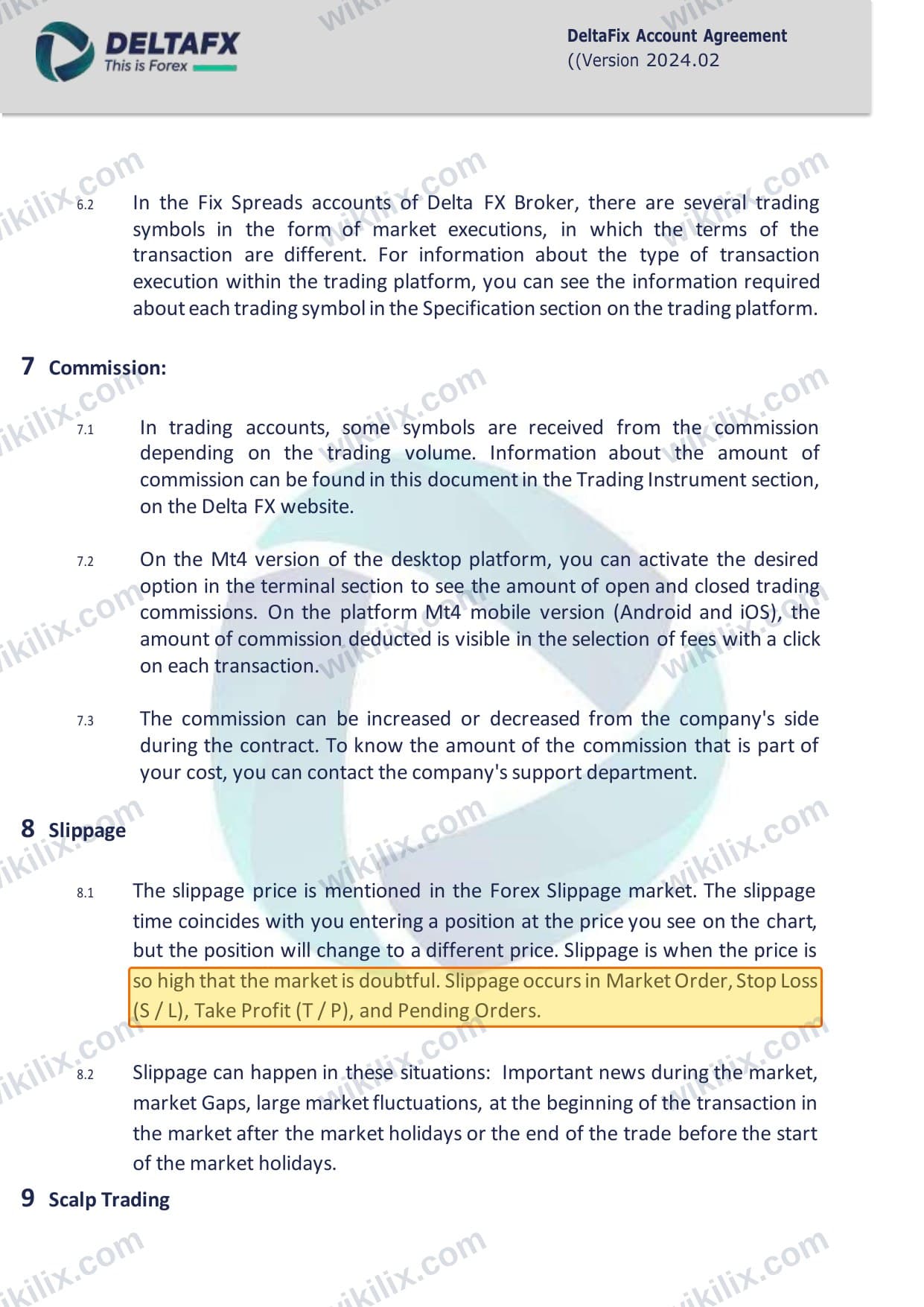 Our full page screenshot of the page this clause sits on, on DeltaFX's site deltafx.com, taken on Sep 10, 2026. The quoted words are marked in the image.