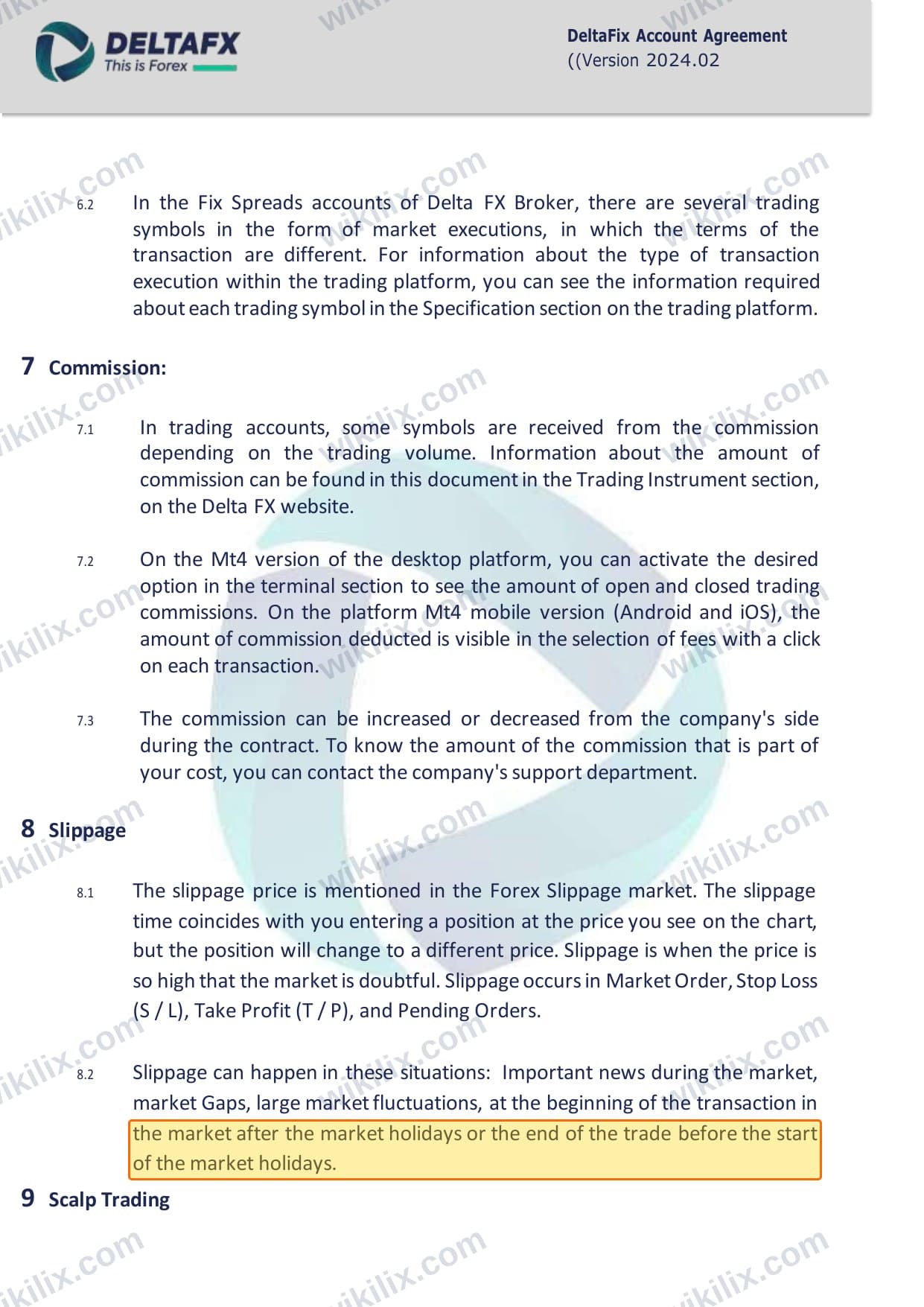 Our full page screenshot of the page this clause sits on, on DeltaFX's site deltafx.com, taken on Sep 10, 2026. The quoted words are marked in the image.