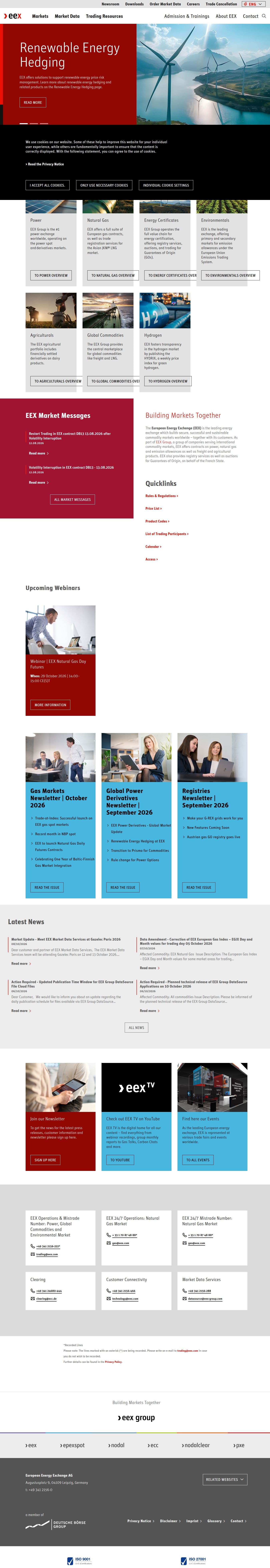 Homepage of eex.com as we captured it