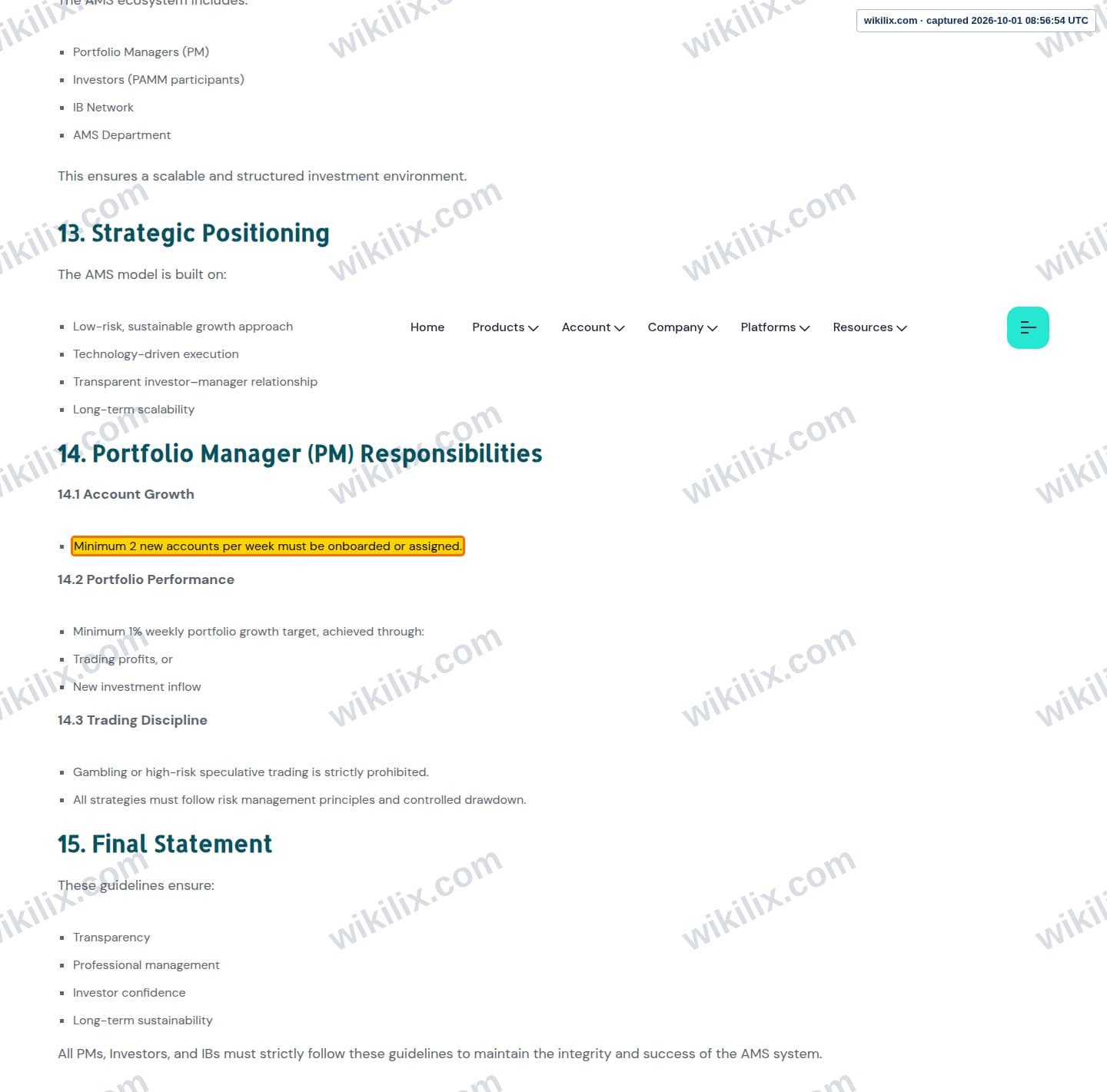 Our full page screenshot of the page this clause sits on, on DOYOS's site old.doyos.com, taken on Oct 1, 2026. The quoted words are marked in the image.