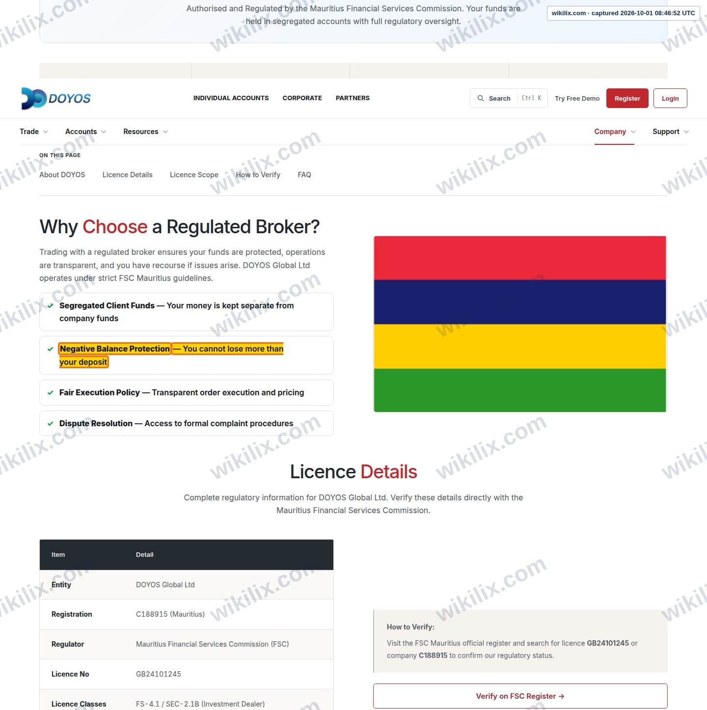 Our full page screenshot of the page that makes this promise, on DOYOS's site doyos.com, taken on Oct 1, 2026. The quoted words are marked in the image.