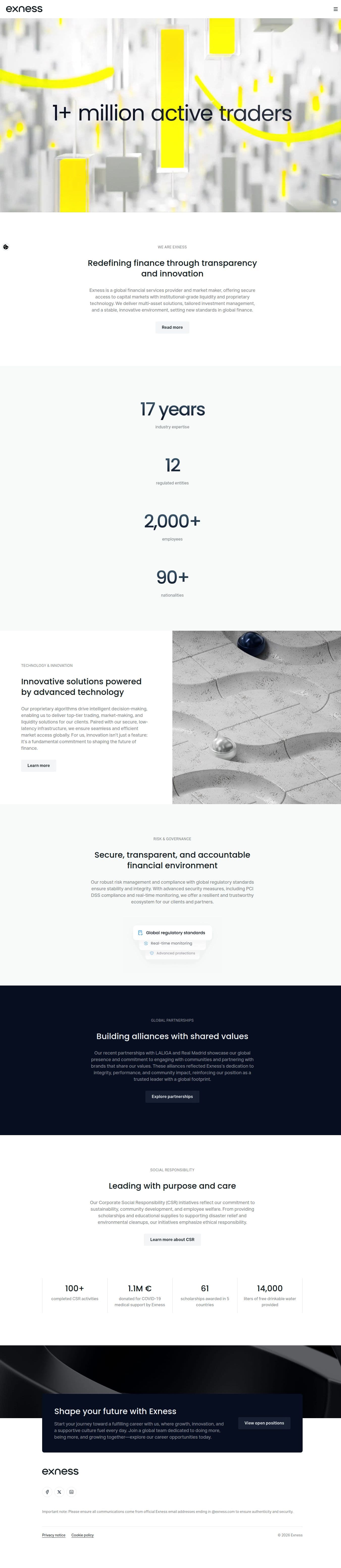 Homepage of exness.com as we captured it