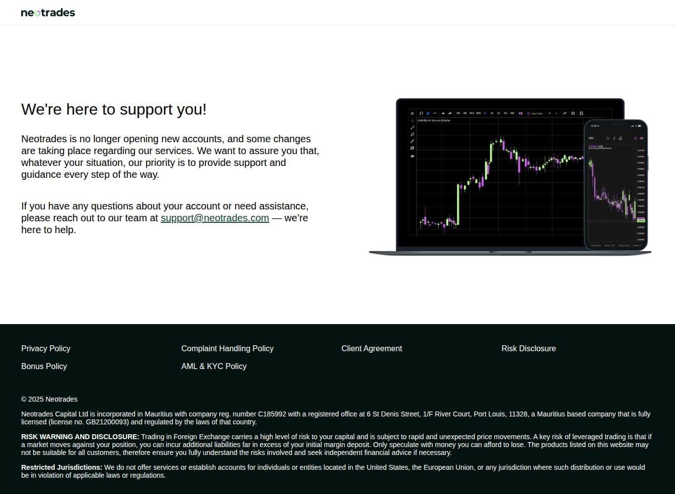 Homepage of neotrades.com as we captured it