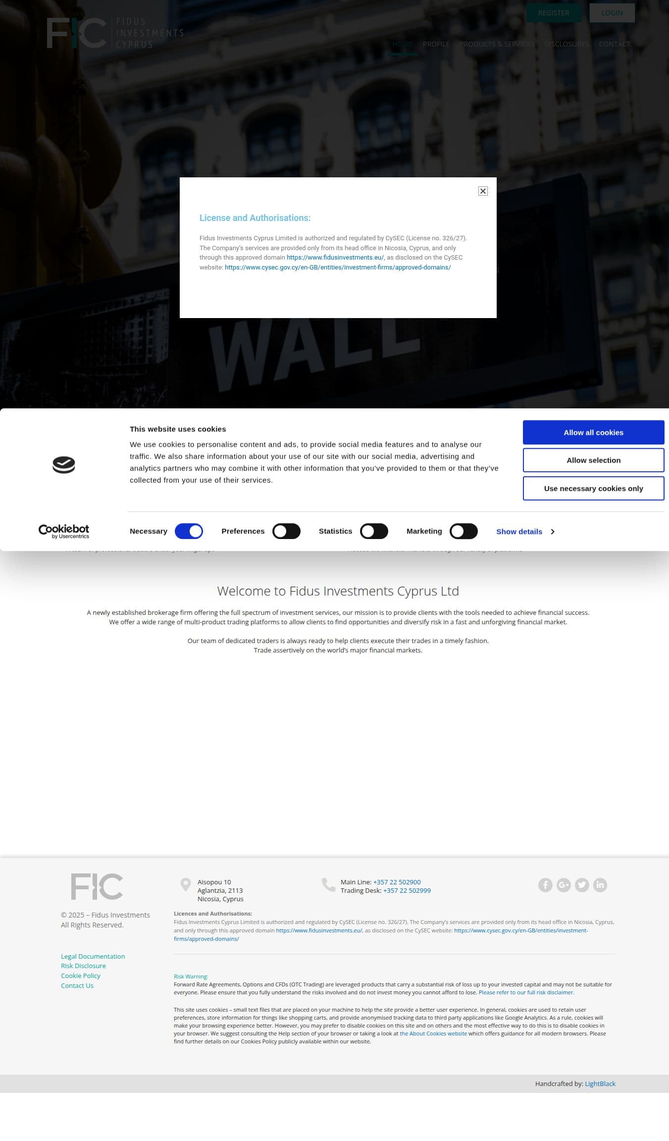 Homepage of fidusinvestments.eu as we captured it