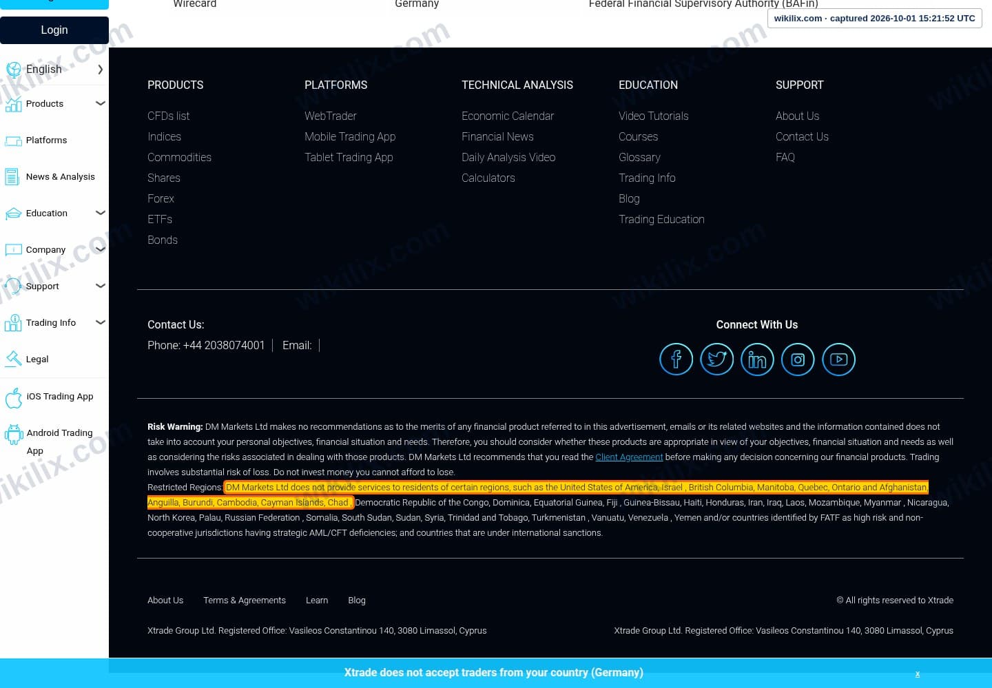 Our full page screenshot of the page that makes this promise, on XTrade's site xtrade-dm.net, taken on Oct 1, 2026. The quoted words are marked in the image.