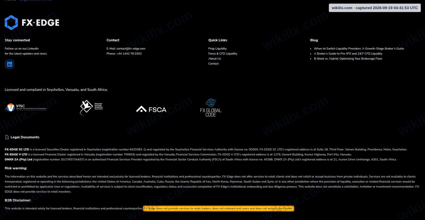 Our full page screenshot of the page that makes this promise, on FX-EDGE's site fx-edge.com, taken on Sep 19, 2026. The quoted words are marked in the image.