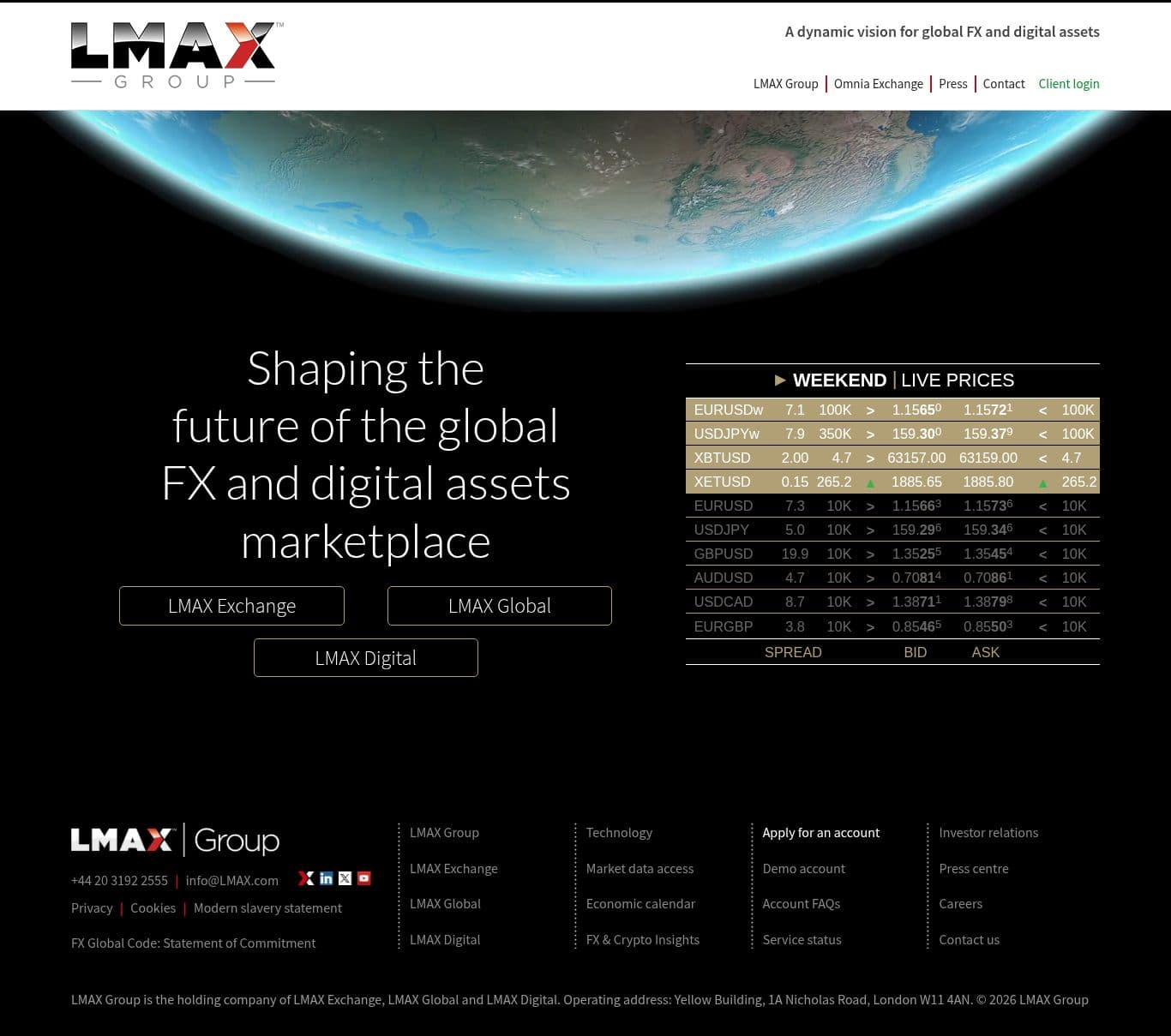 Homepage of lmax.com as we captured it