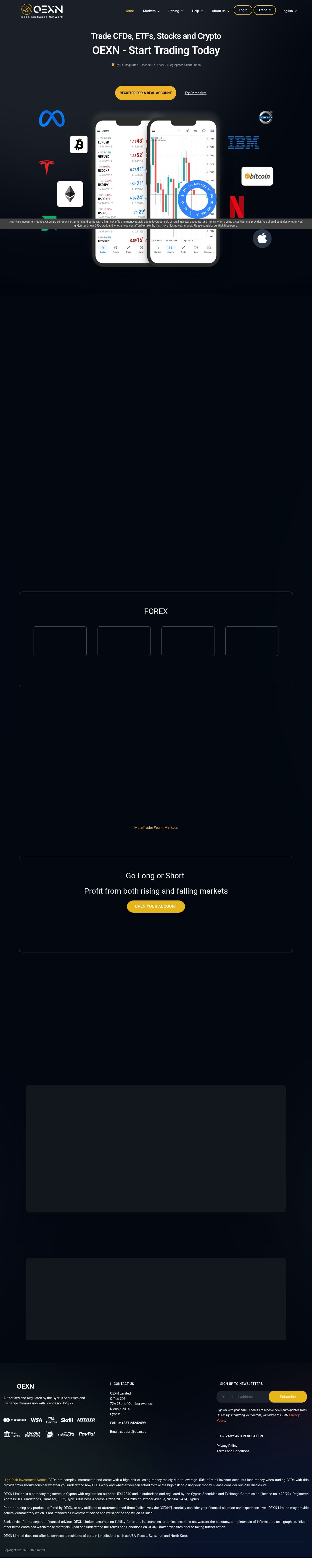 Homepage of oexn.com as we captured it