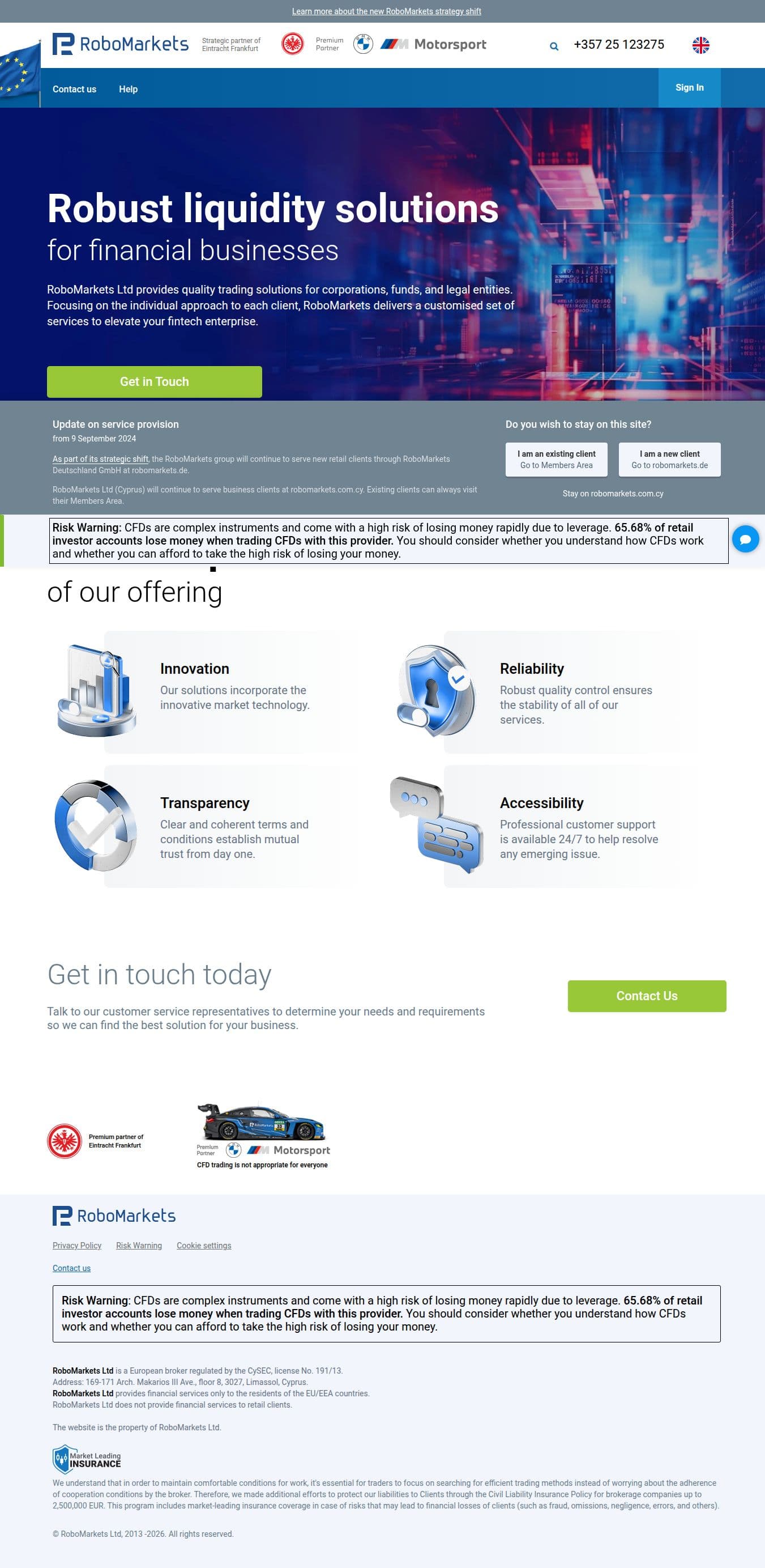 Homepage of robomarkets.com.cy as we captured it