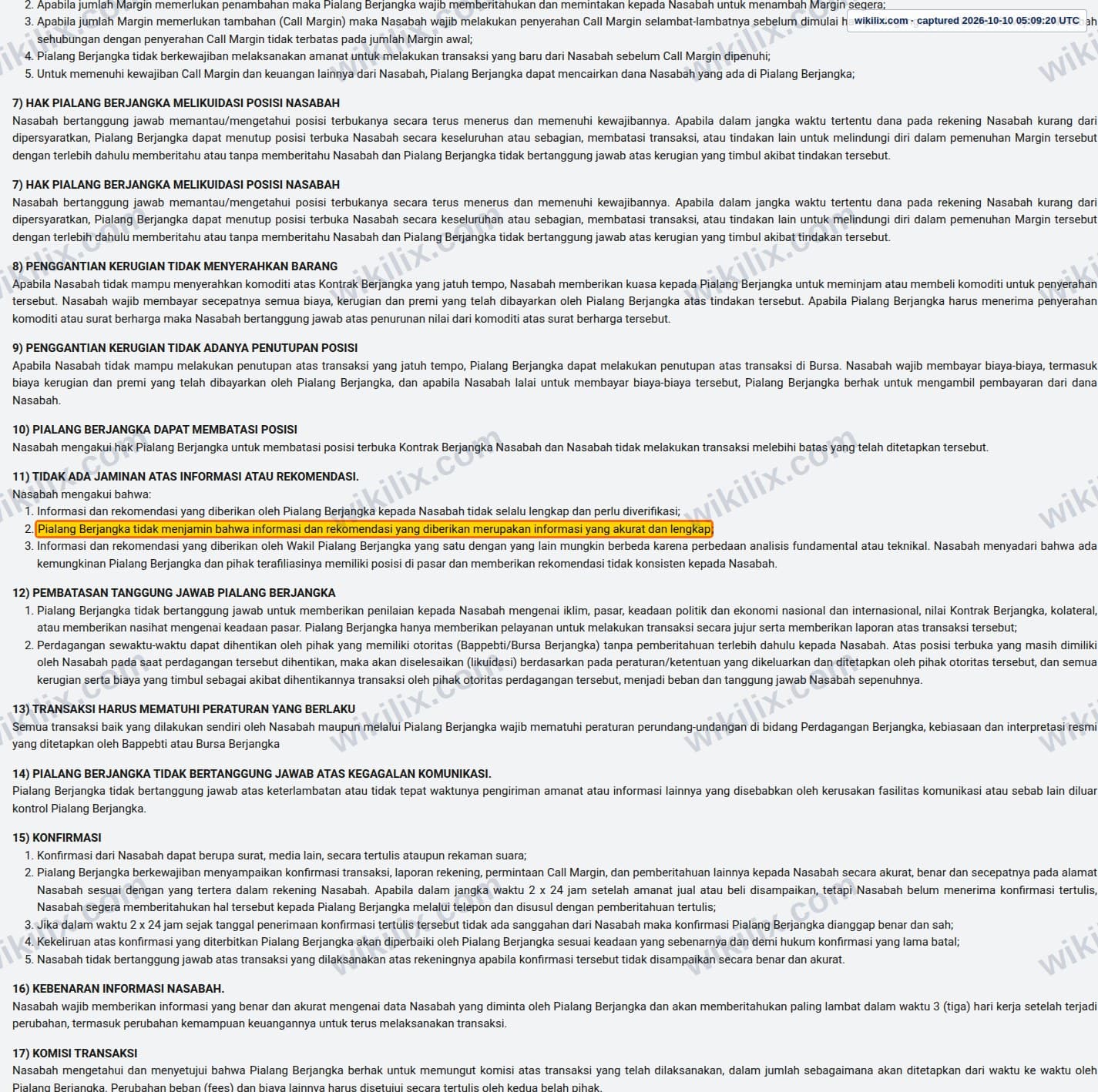 Our full page screenshot of the page this quotation was taken from, on PanEn Kapital Berjangka's site cabinet.panenfx.co.id, taken on Oct 10, 2026. The quoted words are not marked in the image.