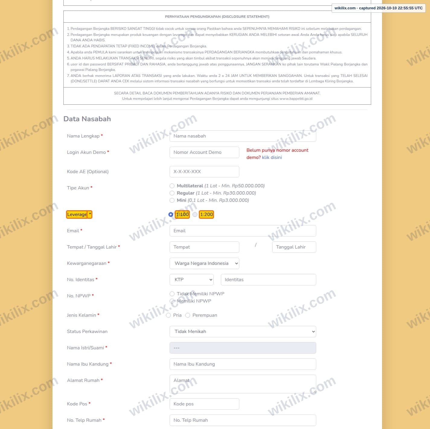 Our full page screenshot of the page this clause sits on, on Esandar's site agreement.esandar.co.id, taken on Oct 10, 2026. The quoted words are marked in the image.