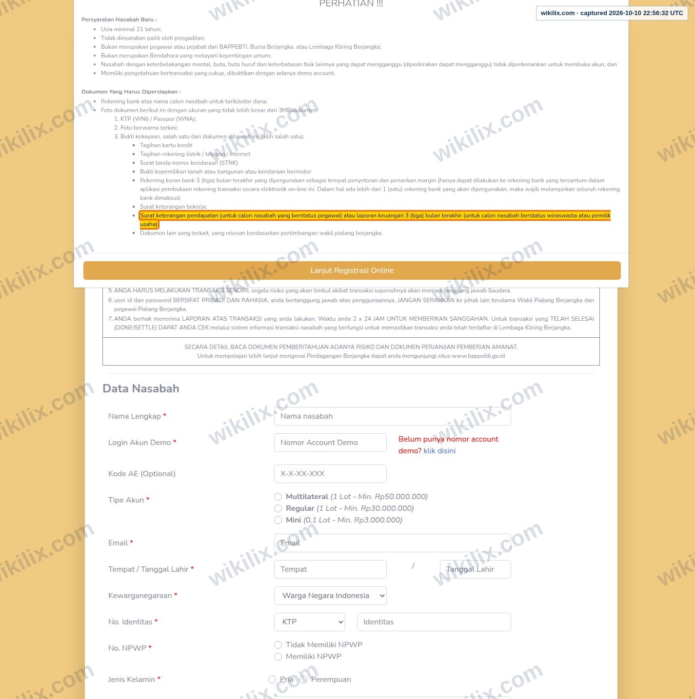 Our full page screenshot of the page this clause sits on, on Esandar's site agreement.esandar.co.id, taken on Oct 10, 2026. The quoted words are marked in the image.