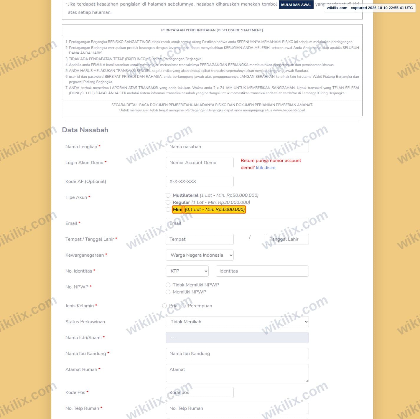Our full page screenshot of the page this clause sits on, on Esandar's site agreement.esandar.co.id, taken on Oct 10, 2026. The quoted words are marked in the image.