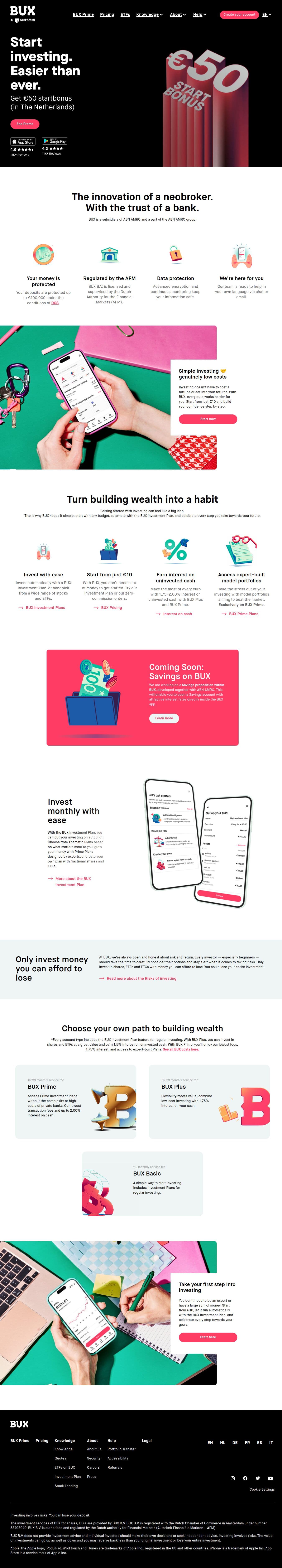 Homepage of bux.com as we captured it