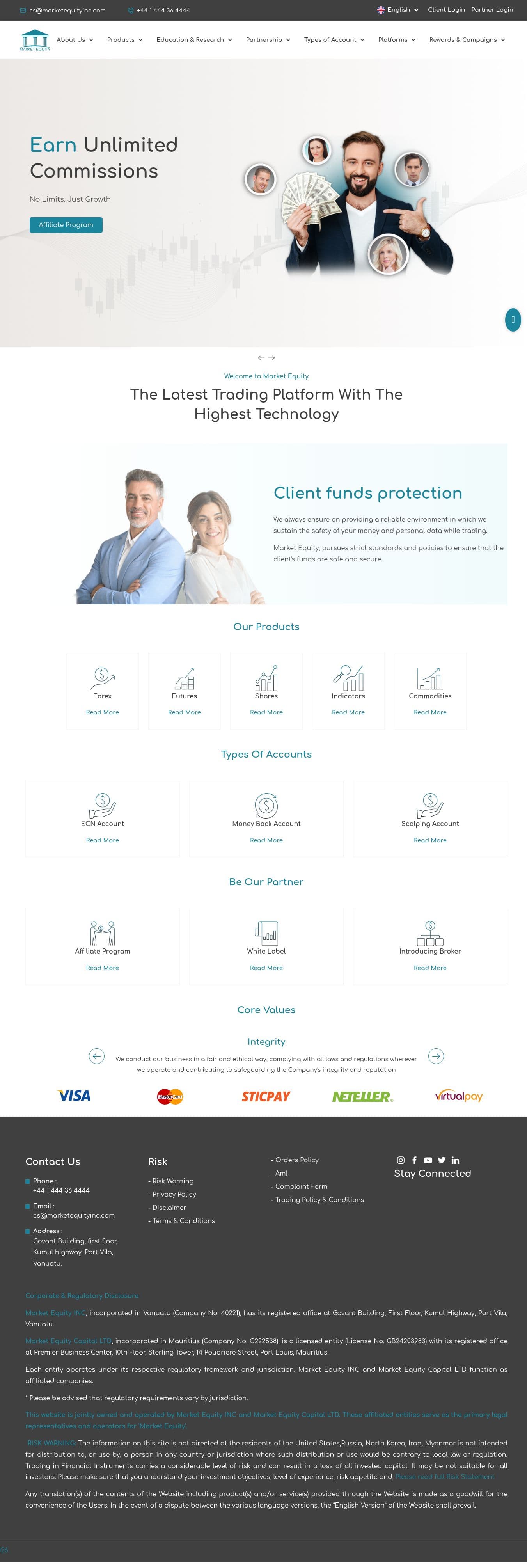 Homepage of marketequity.com as we captured it