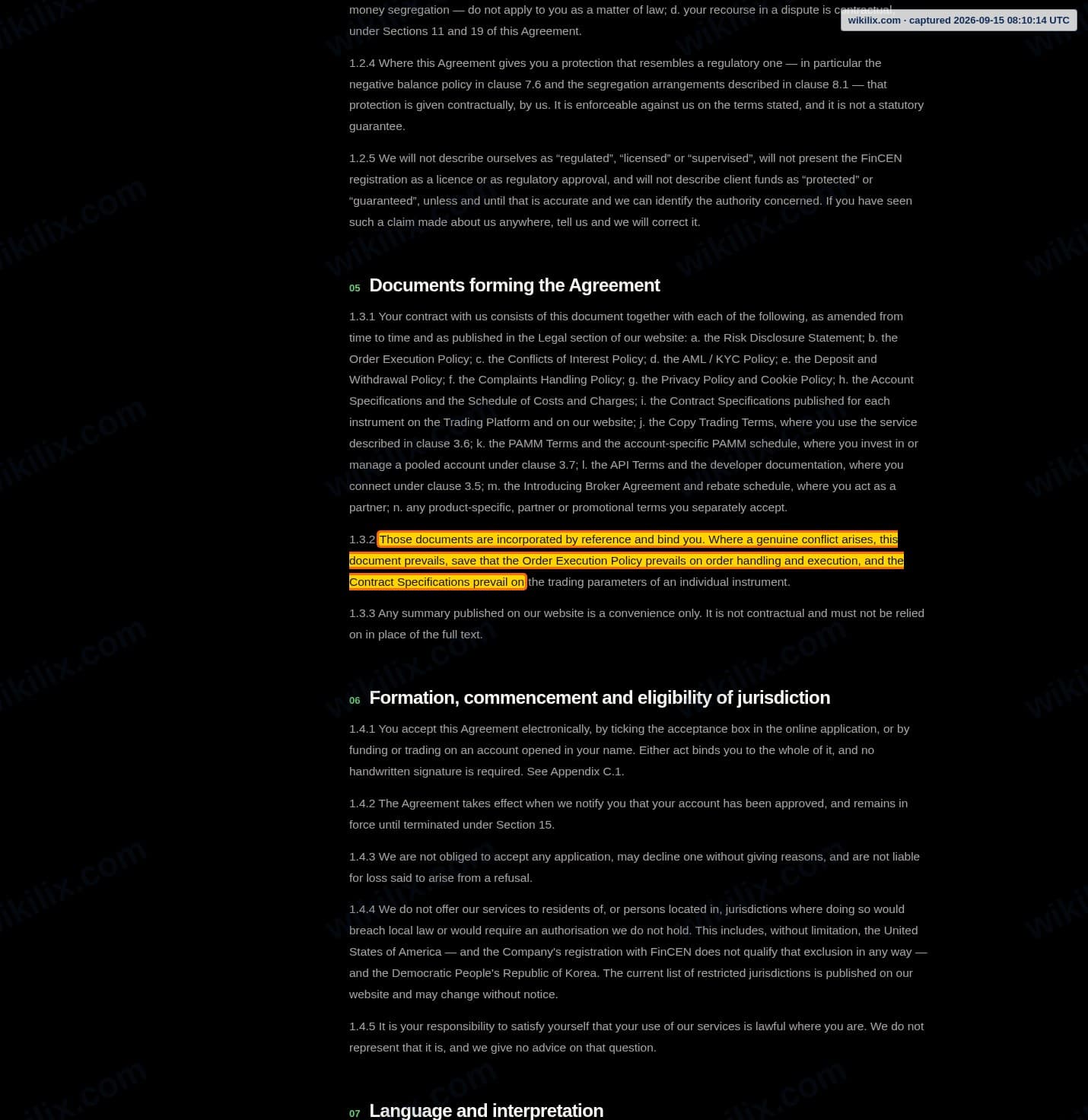 Our full page screenshot of the page this clause sits on, on NPE Market's site npemarket.com, taken on Sep 15, 2026. The quoted words are marked in the image.