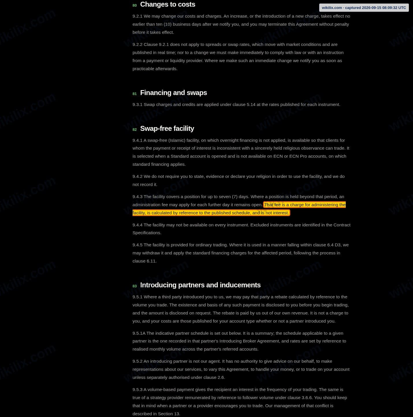 Our full page screenshot of the page this clause sits on, on NPE Market's site npemarket.com, taken on Sep 15, 2026. The quoted words are marked in the image.