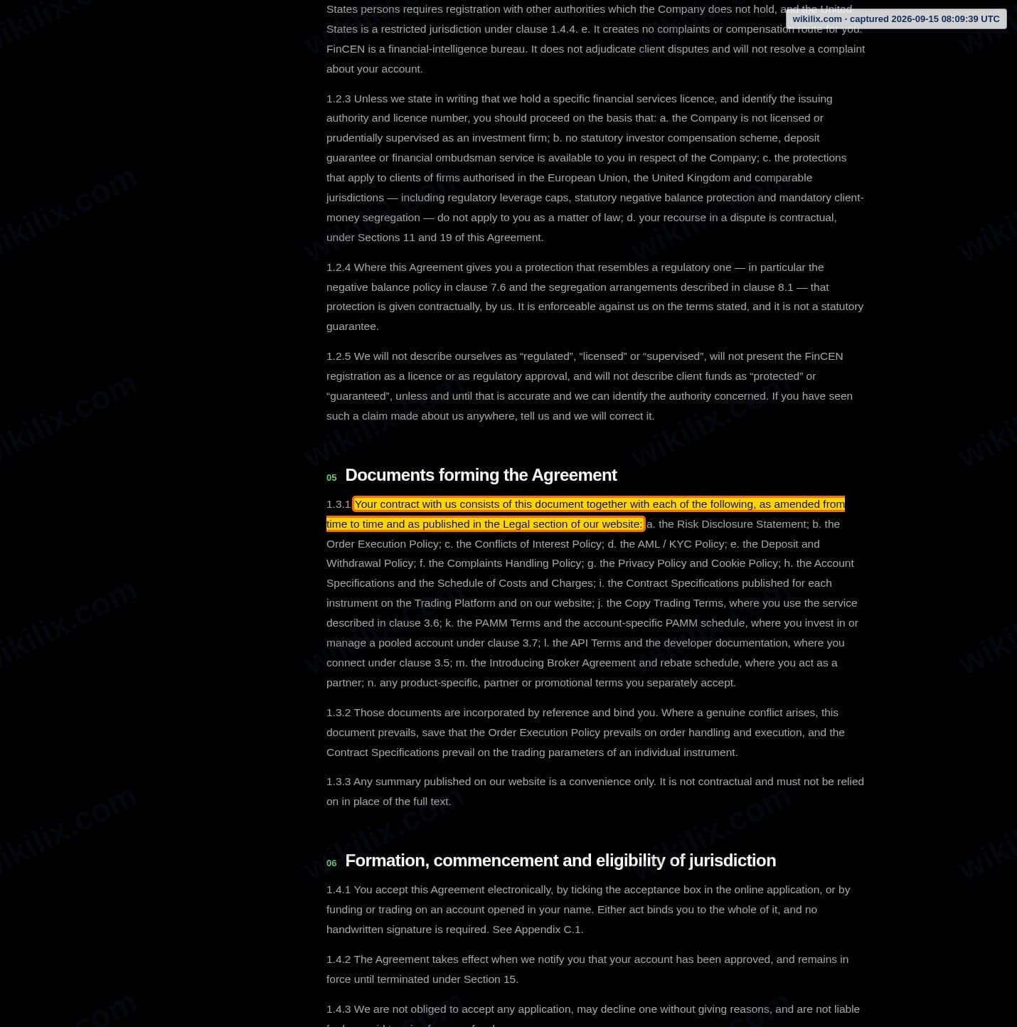 Our full page screenshot of the page this clause sits on, on NPE Market's site npemarket.com, taken on Sep 15, 2026. The quoted words are marked in the image.