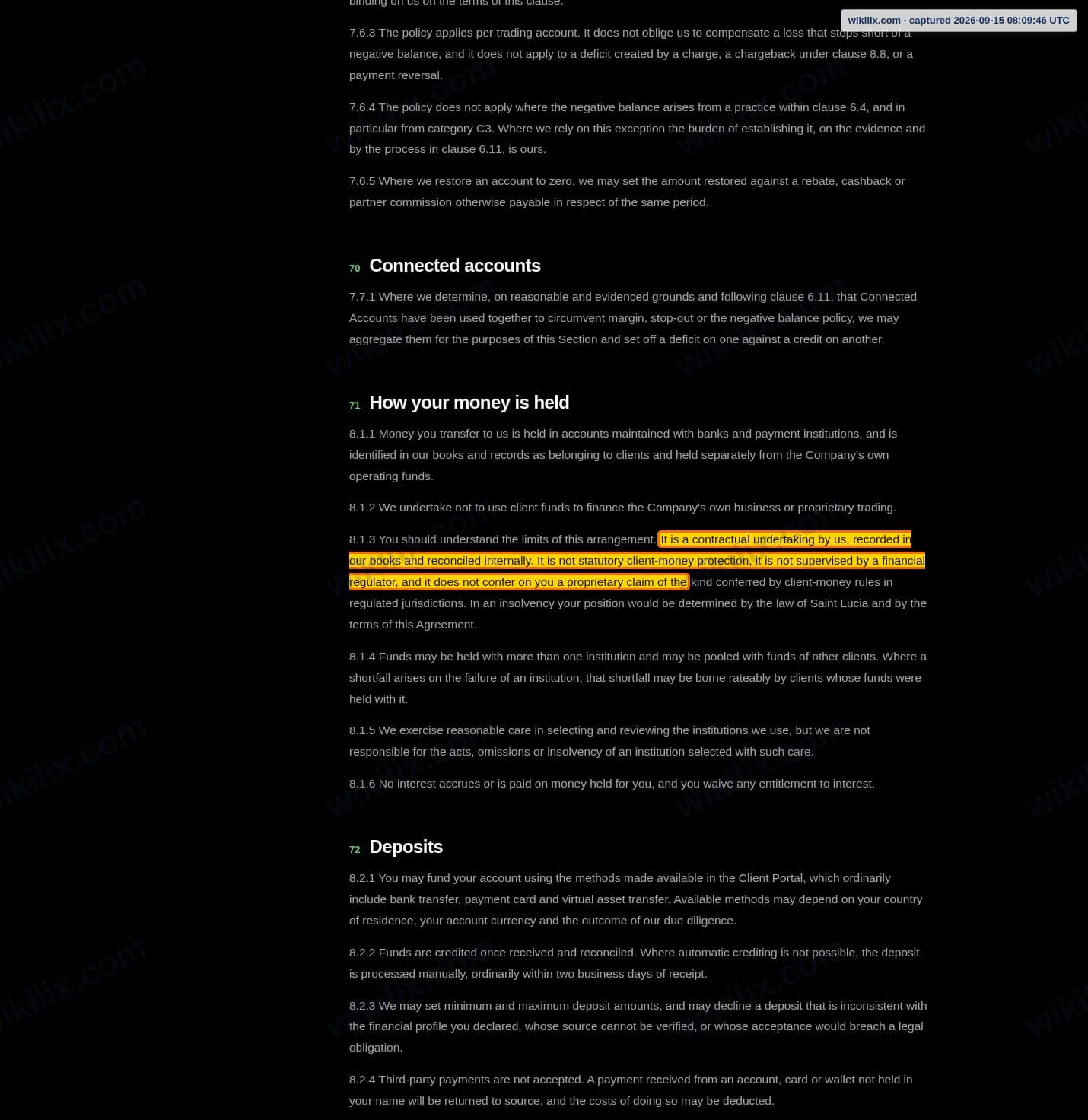 Our full page screenshot of the page this clause sits on, on NPE Market's site npemarket.com, taken on Sep 15, 2026. The quoted words are marked in the image.