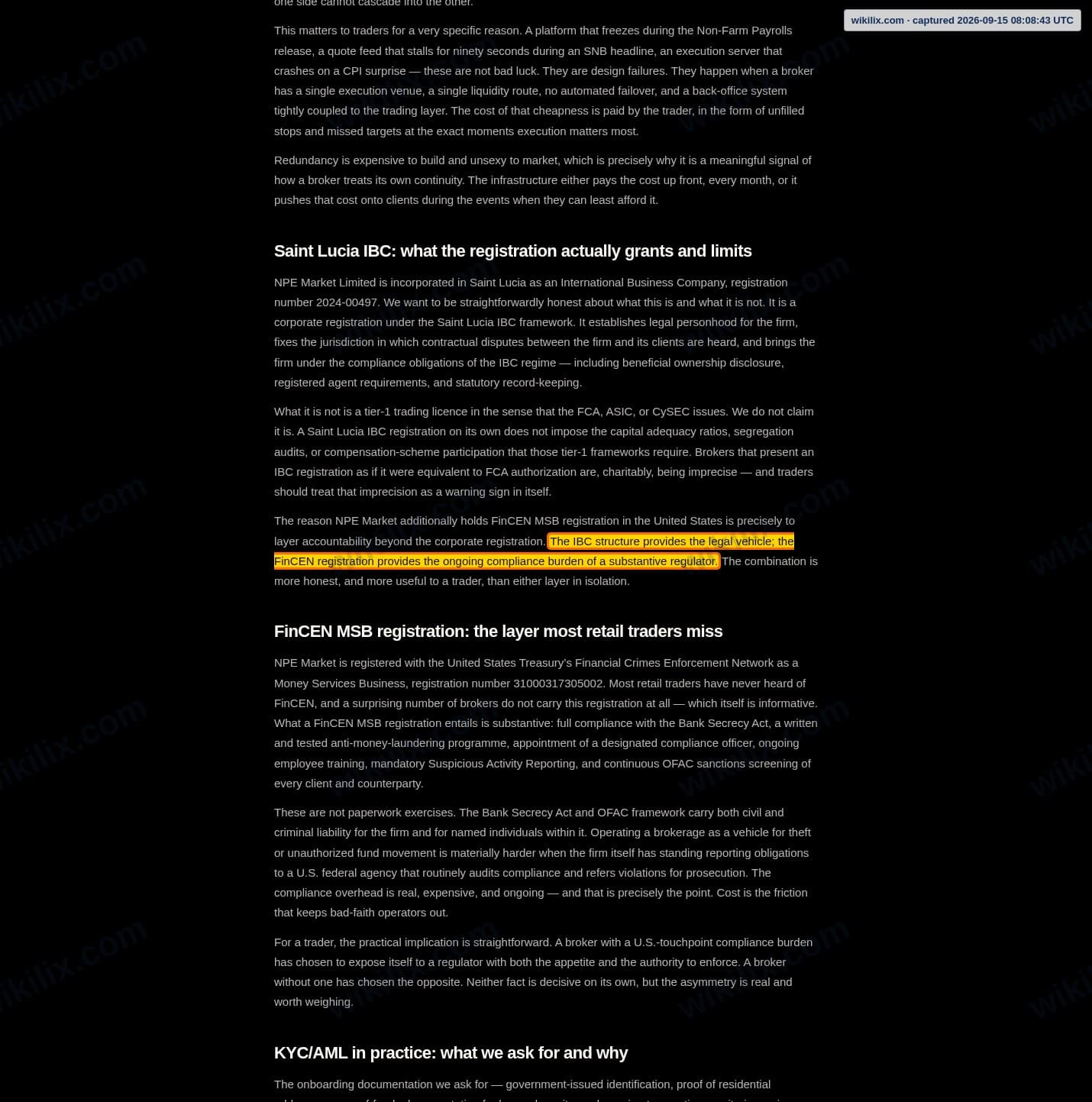 Our full page screenshot of the page that makes this promise, on NPE Market's site npemarket.com, taken on Sep 15, 2026. The quoted words are marked in the image.
