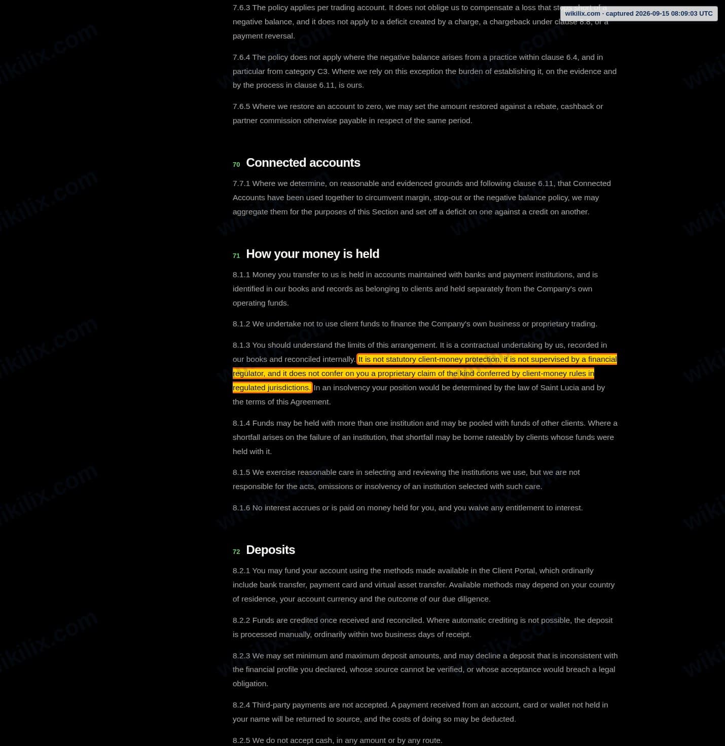 Our full page screenshot of the page this clause sits on, on NPE Market's site npemarket.com, taken on Sep 15, 2026. The quoted words are marked in the image.