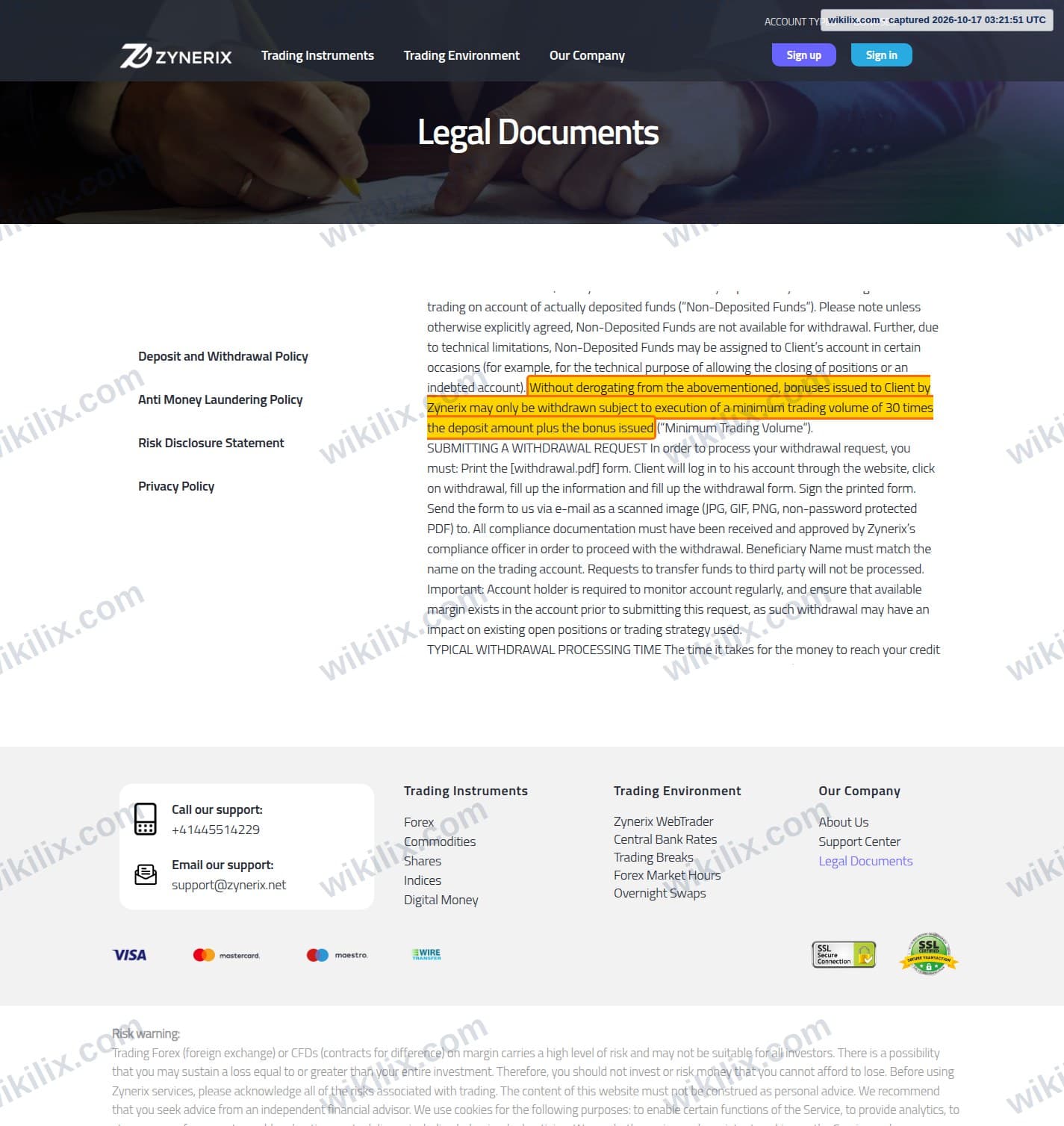 Our full page screenshot of the page this quotation was taken from, on Zynerix's site zynerix.net, taken on Oct 17, 2026. The quoted words are not marked in the image.