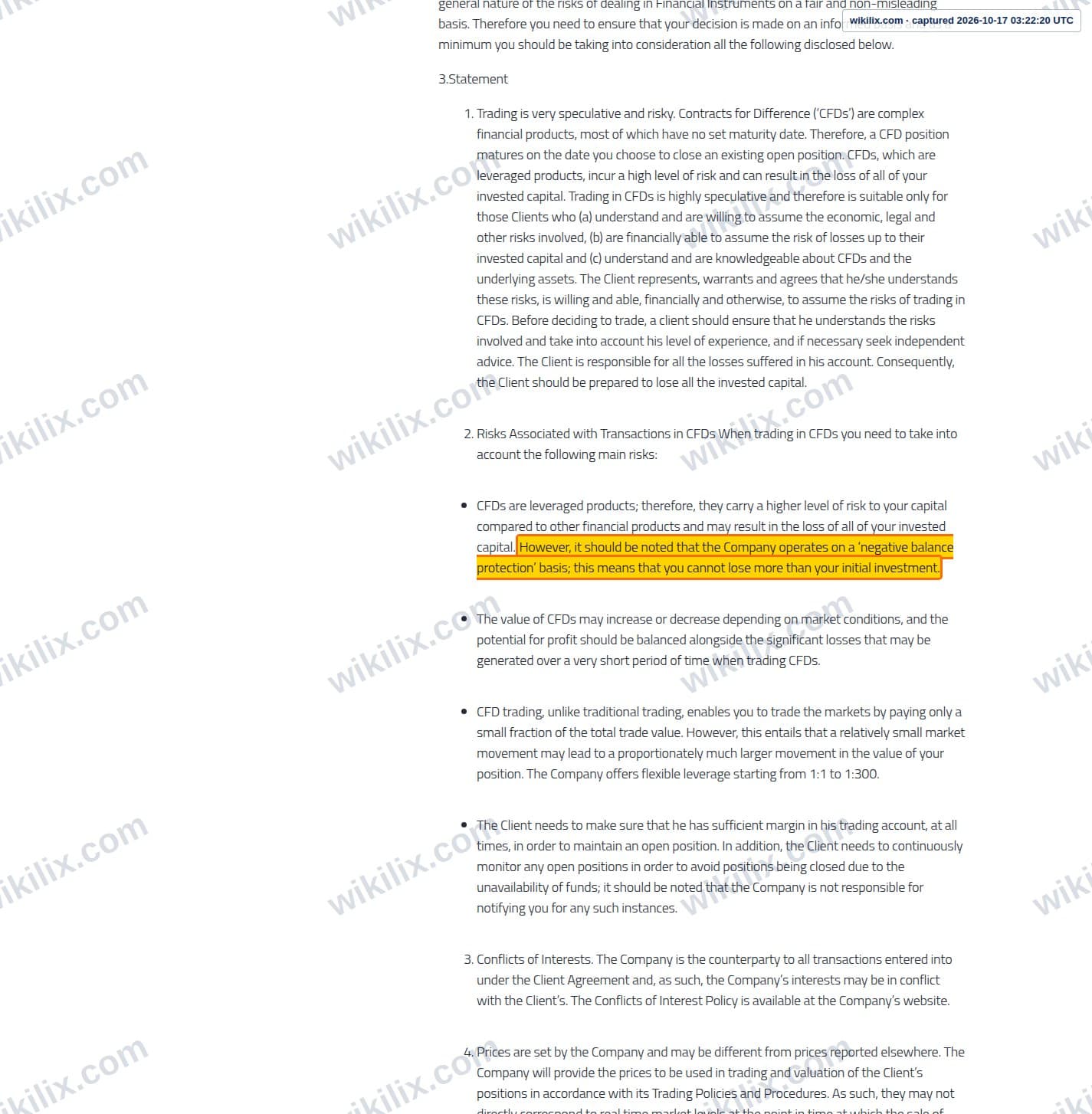 Our full page screenshot of the page this clause sits on, on Zynerix's site zynerix.net, taken on Oct 17, 2026. The quoted words are marked in the image.