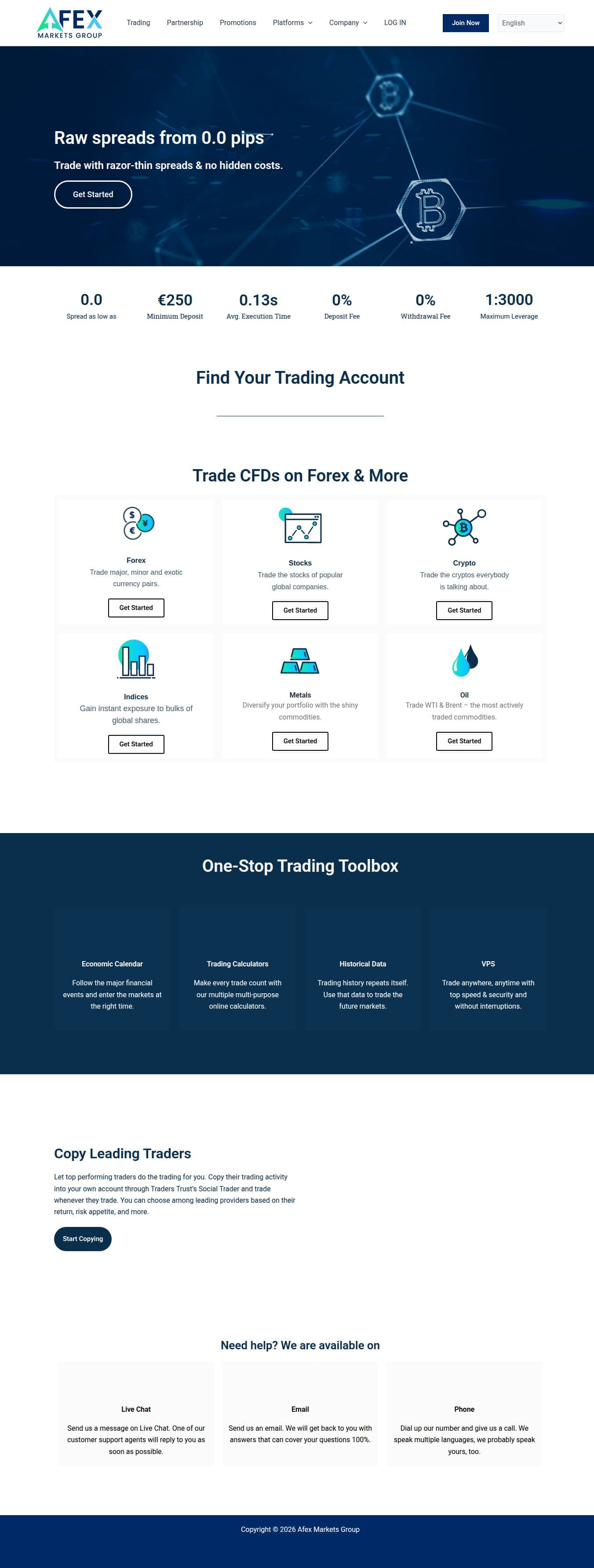 Homepage of afexmarketsgroup.com as we captured it
