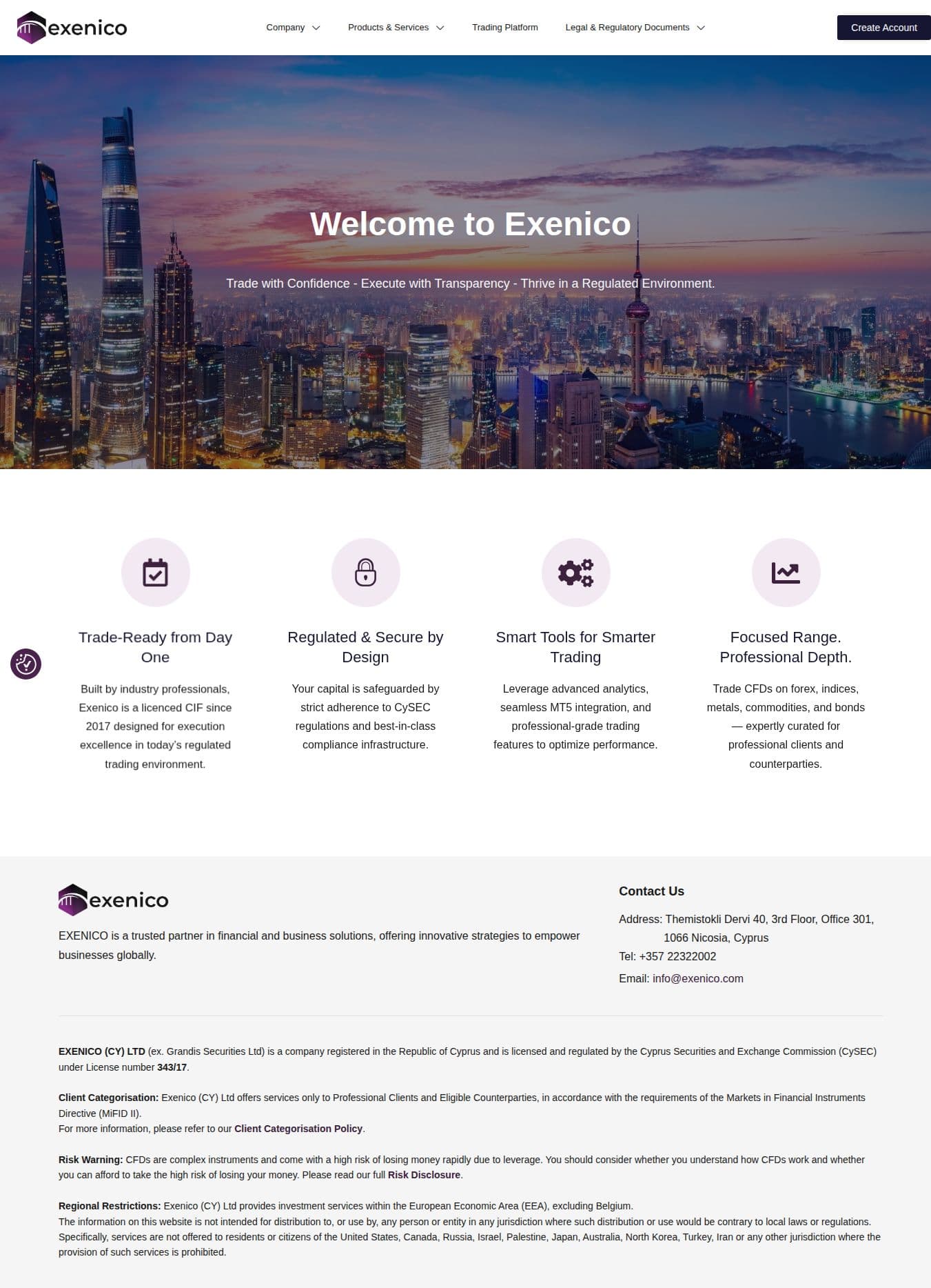 Homepage of exenico.com as we captured it