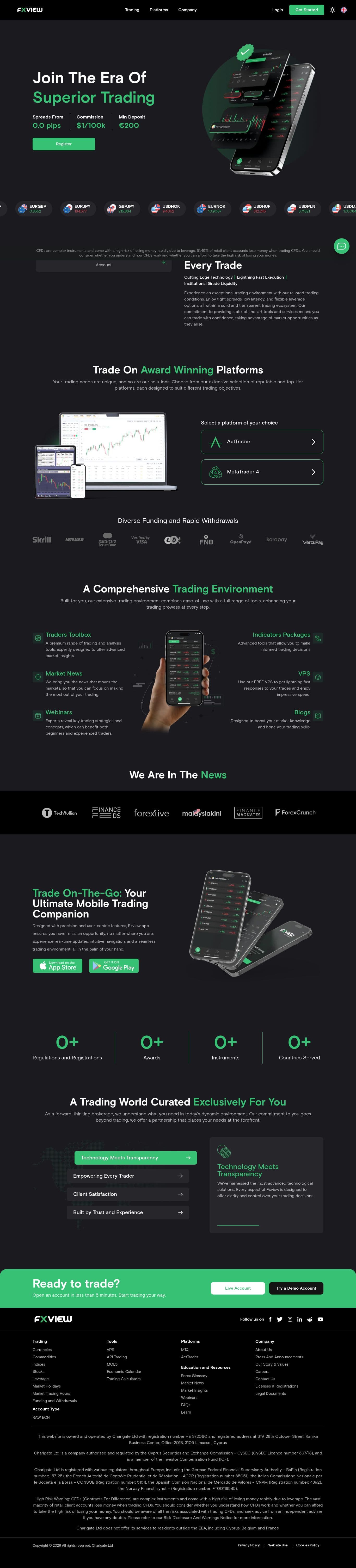 Homepage of fxview.com as we captured it
