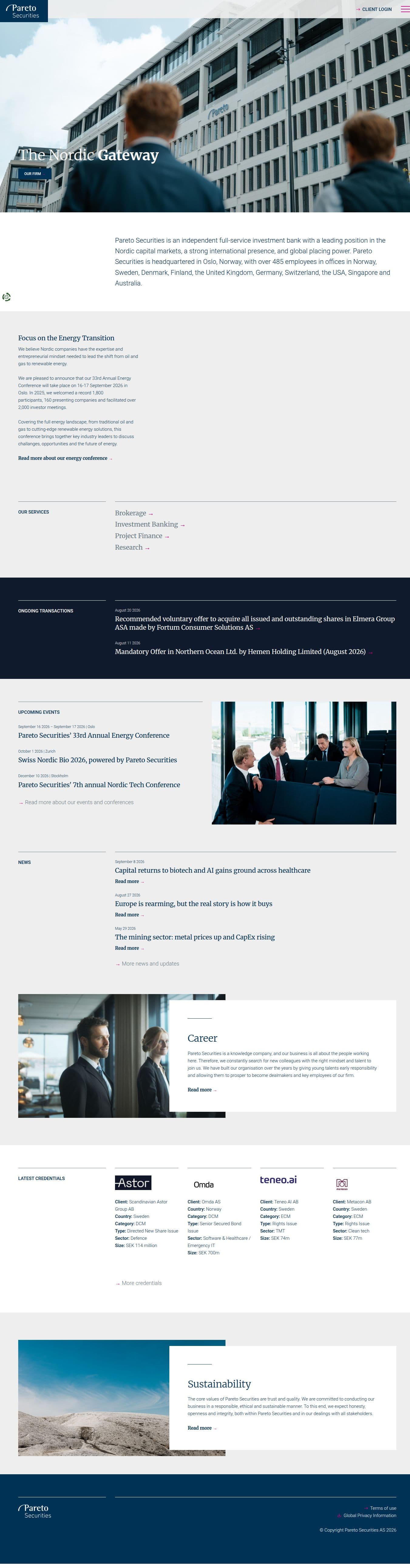 Homepage of paretosec.com as we captured it