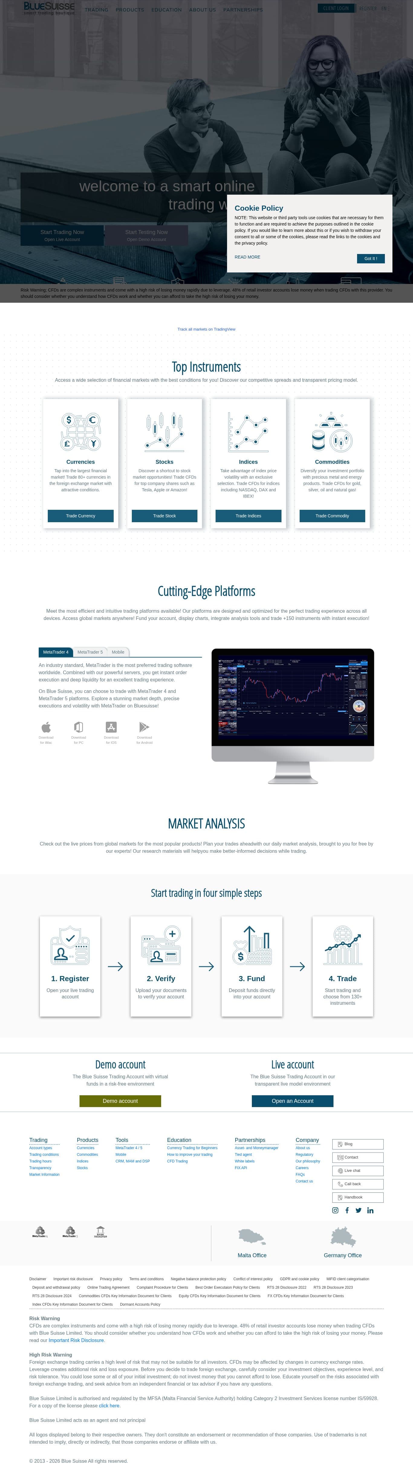 Homepage of bluesuisse.com as we captured it