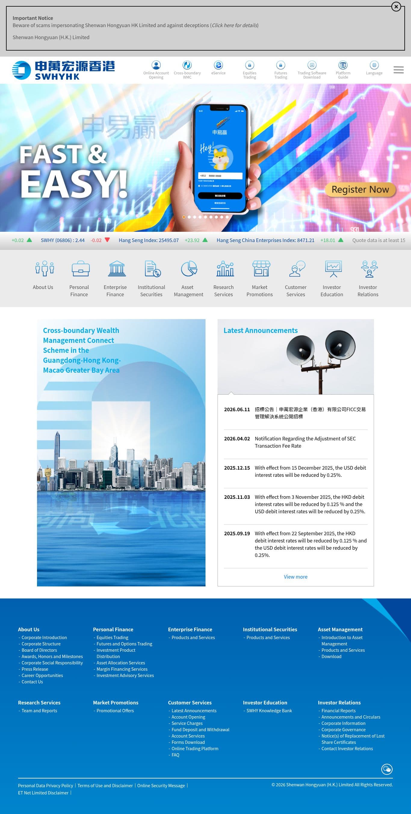 Homepage of swhyhk.com as we captured it