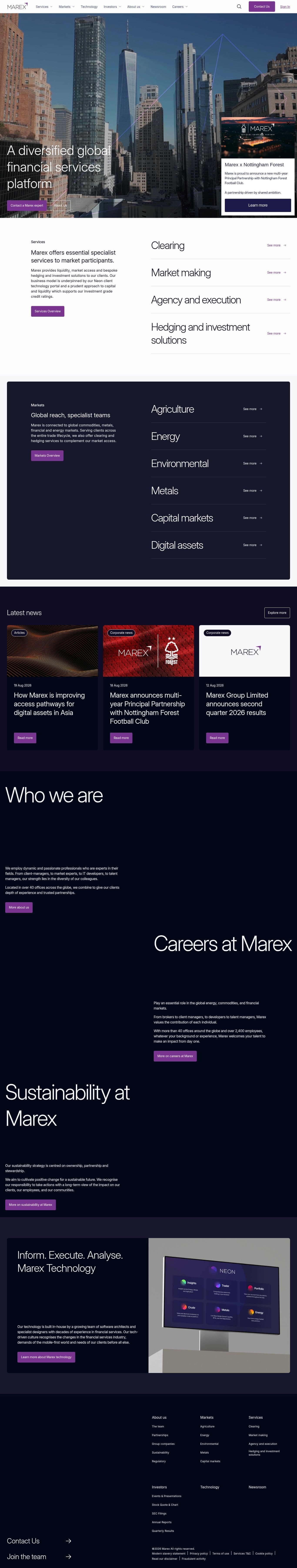 Homepage of marex.com as we captured it