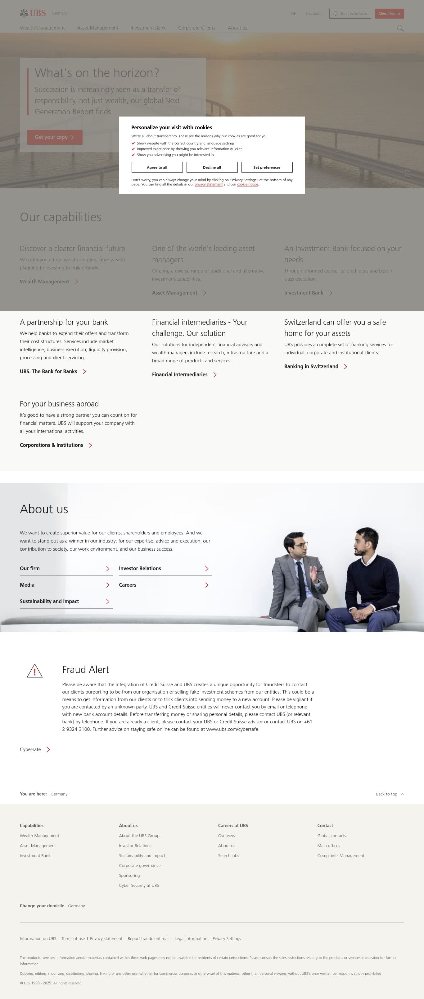 Homepage of ubs.com as we captured it