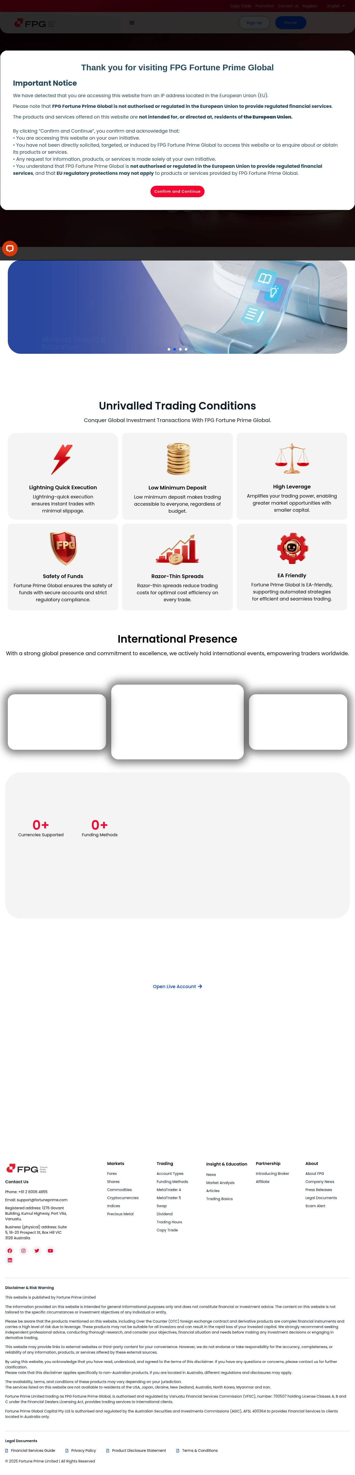 Homepage of fortuneprime.com as we captured it